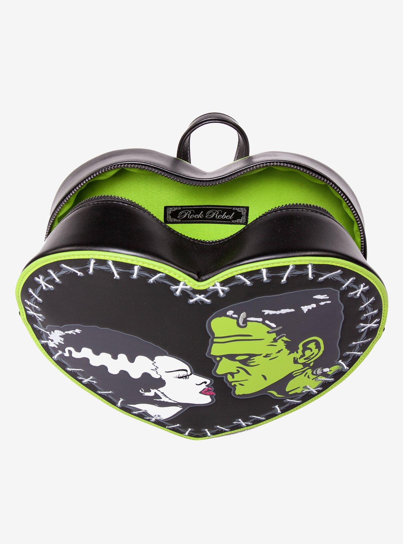 Rock Rebel Universal Monsters Frankenstein & Bride Heart Mini Backpack, , alternate