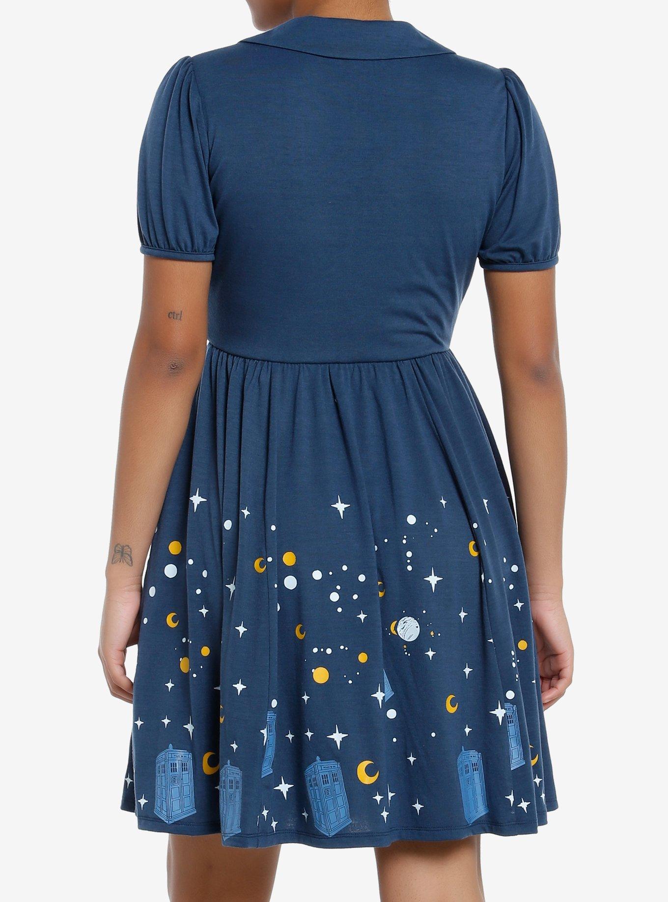 Doctor Who TARDIS Starry Night Dress, BLUE  NAVY, alternate