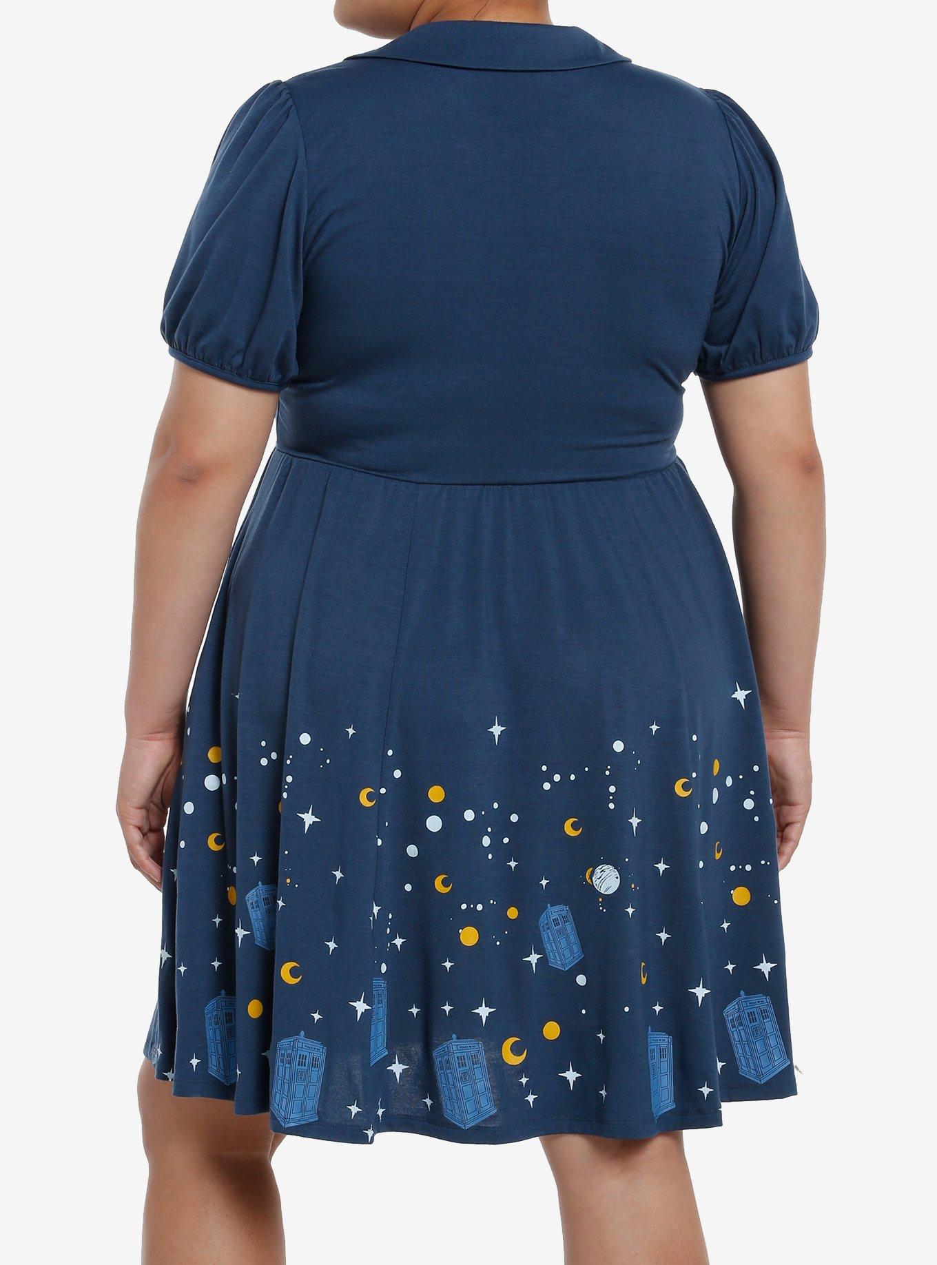 Doctor Who TARDIS Starry Night Dress Plus Size, BLUE  NAVY, alternate