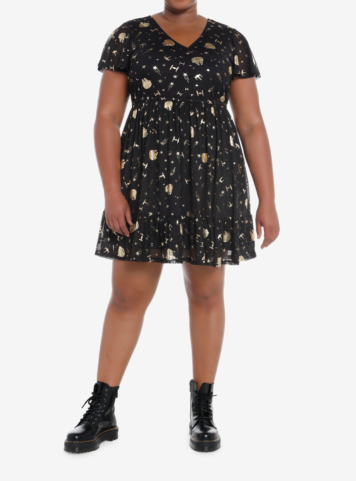 Her Universe Star Wars Metallic Foil Flutter Dress Plus Size, , hi-res