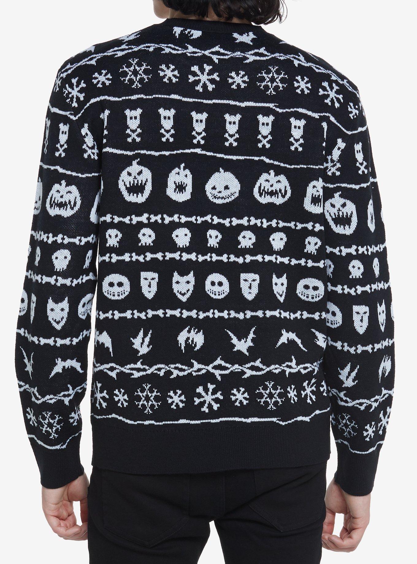 The Nightmare Before Christmas Fair Isle Intarsia Sweater, BLACK  WHITE, alternate