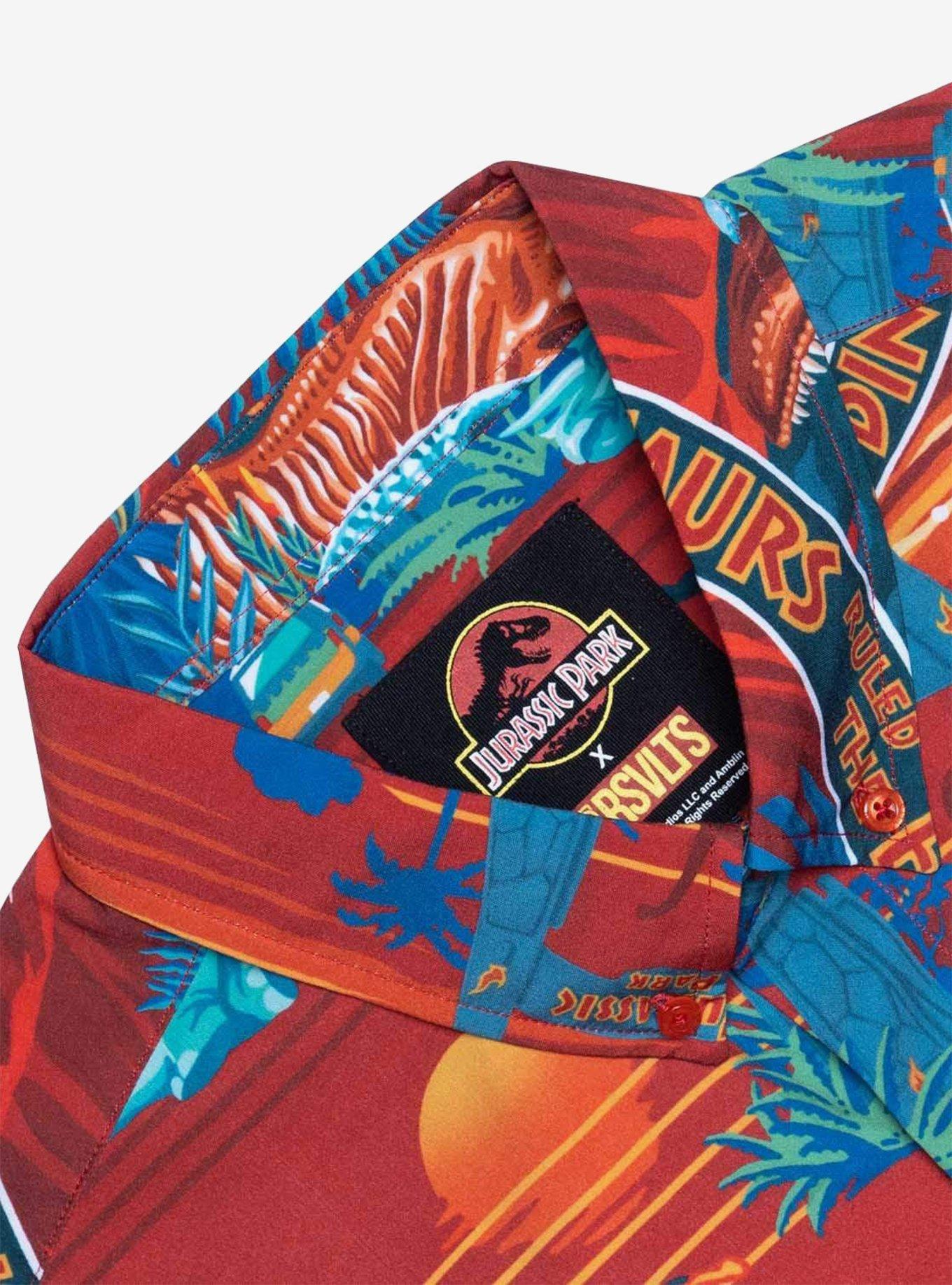 RSVLTS Jurassic Park "Don't Move" Button-Up Shirt, RED, alternate