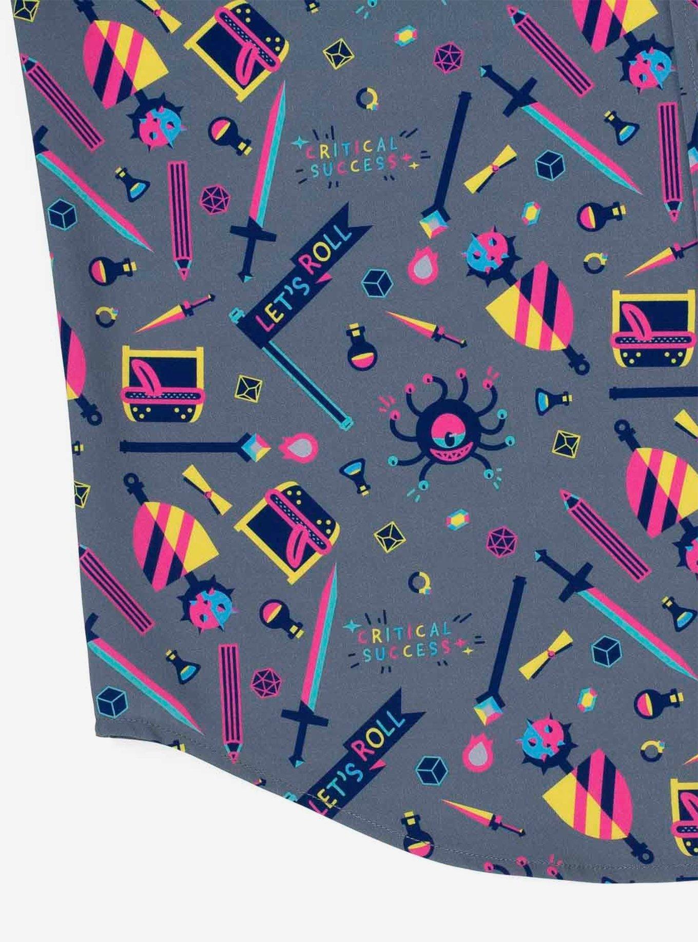 RSVLTS Dungeons & Dragons "Let's Roll" Button-Up Shirt, GREY, alternate