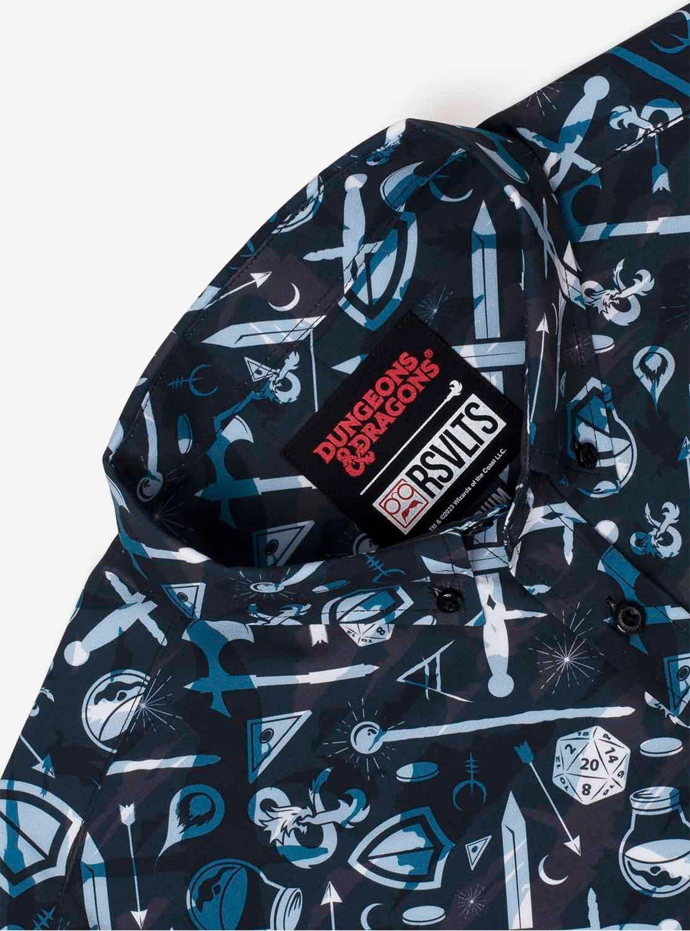 RSVLTS Dungeons & Dragons "Combat Tactics" Button-Up Shirt, BLACK, alternate