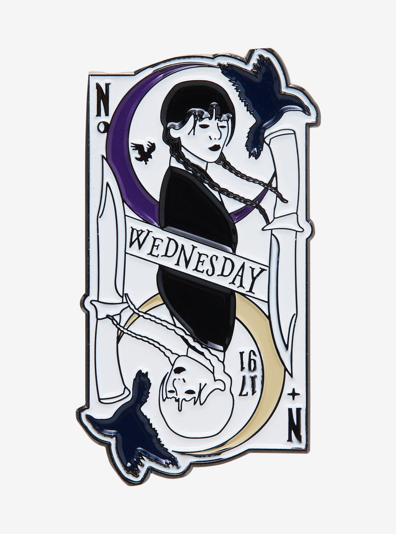 Wednesday Split Wednesday Addams Playing Card Enamel Pin - BoxLunch Exclusive, , hi-res