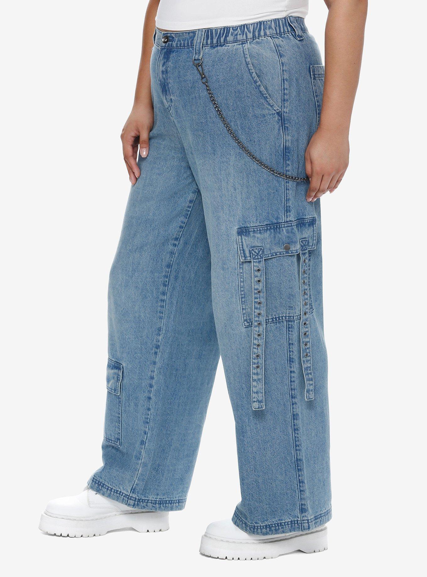 Indigo Cargo Carpenter Pants Plus Size, BLUE, alternate