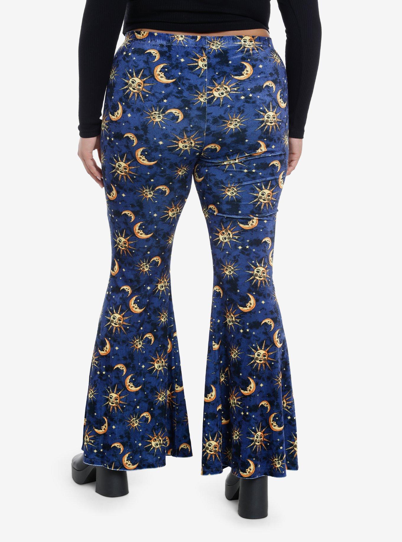 Celestial Velvet Bell Bottom Leggings Plus Size, GOLD, alternate