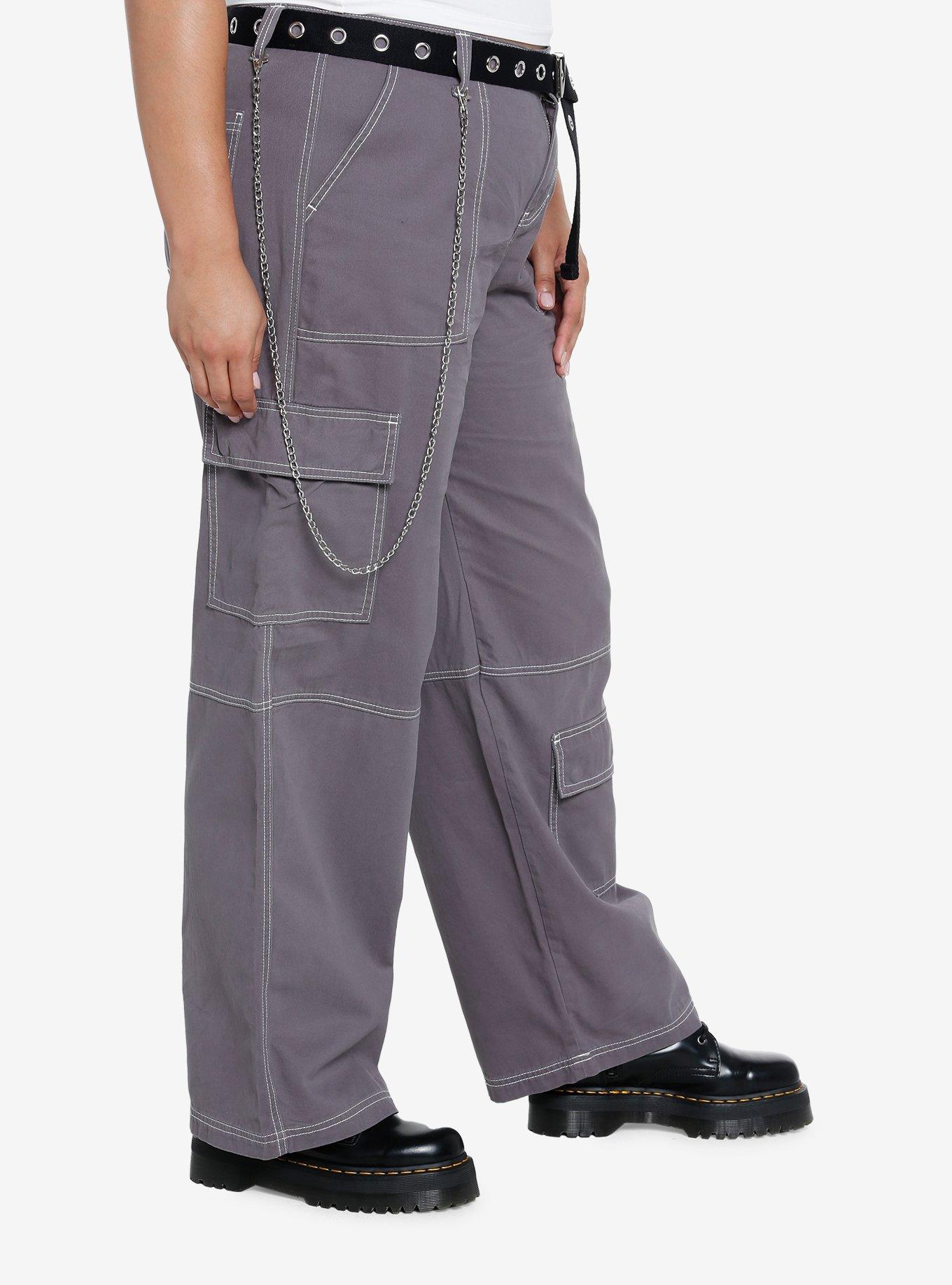 Hot Topic Grey Side Chain Carpenter Pants With Belt