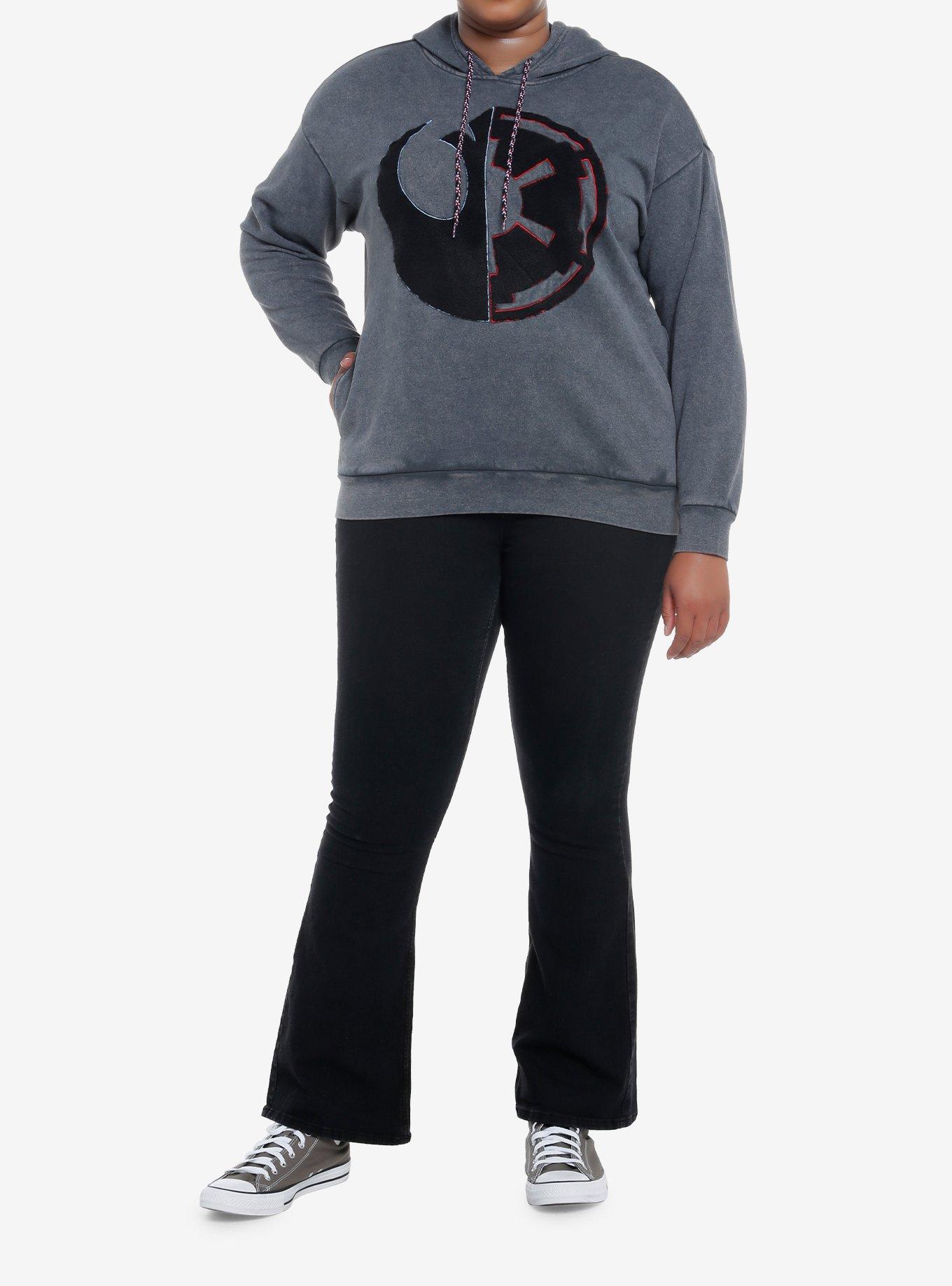 Her Universe Star Wars Rebel Empire Split Hoodie Plus Size Her Universe Exclusive, ACID BLACK, alternate