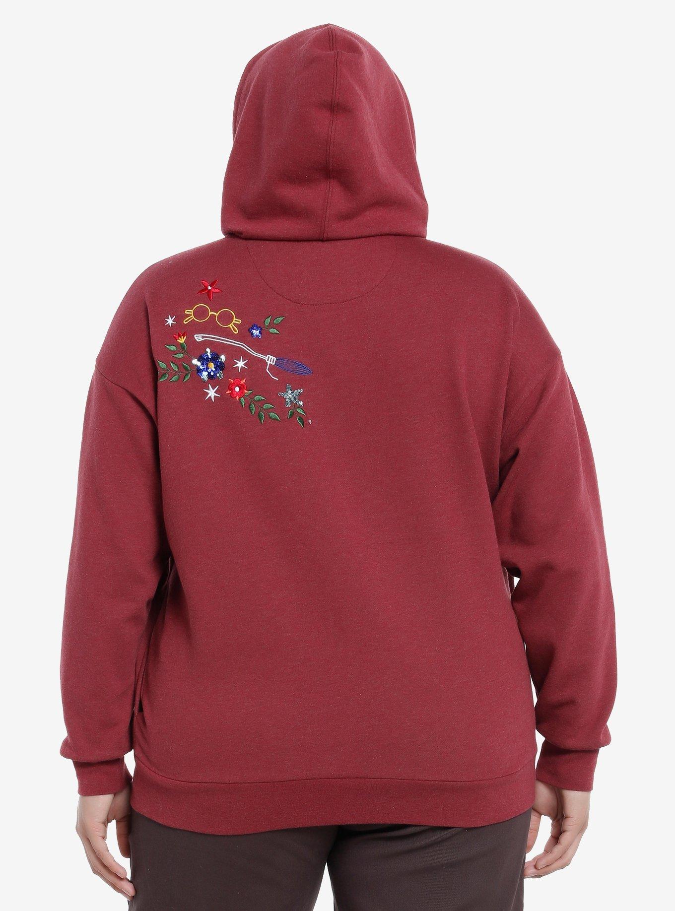 Her Universe Harry Potter Floral Icons Hoodie Plus Size Her Universe Exclusive, BRICK, alternate