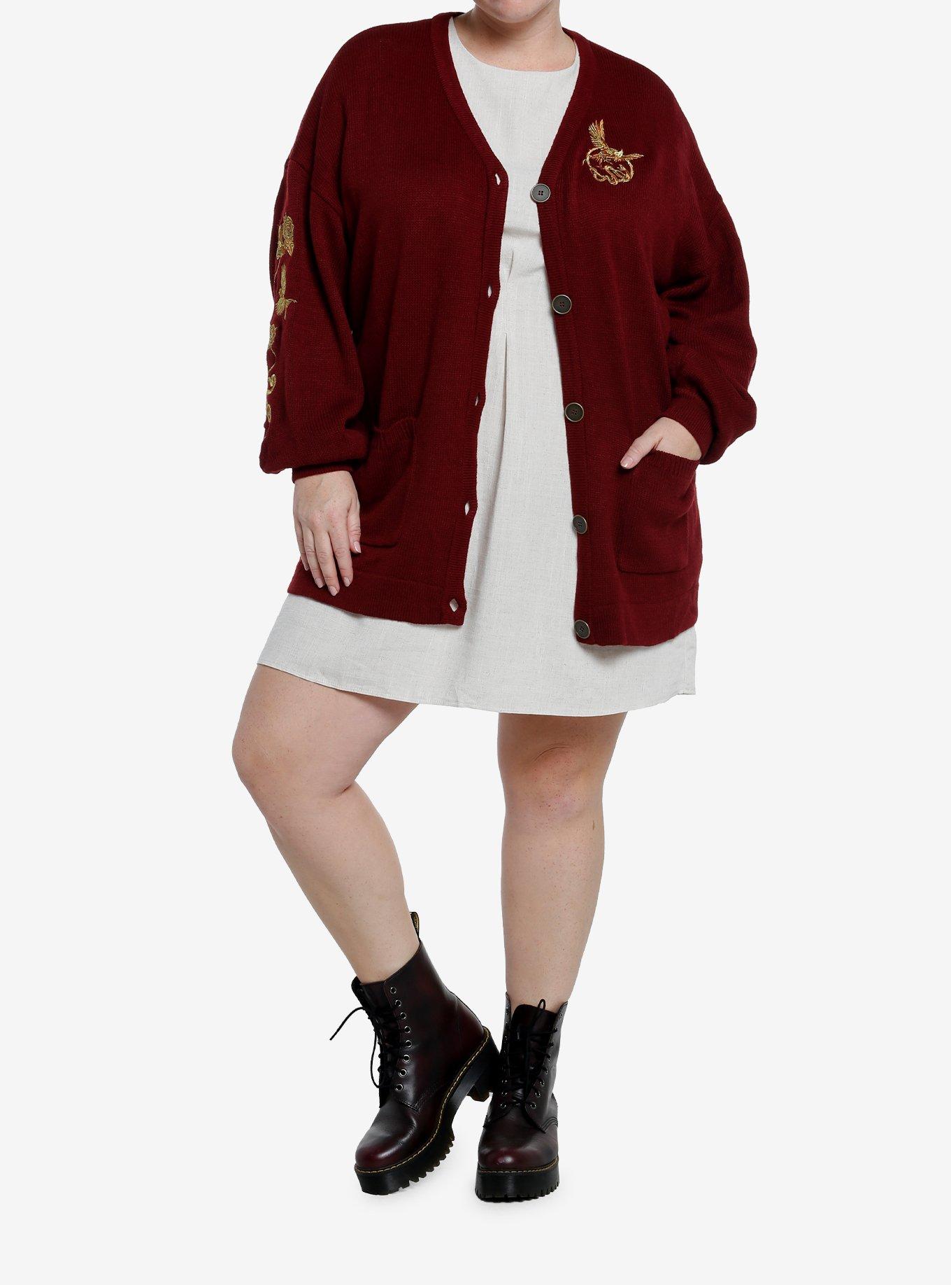 The Hunger Games: The Ballad Of Songbirds & Snakes Embroidered Cardigan Plus Size, BURGUNDY, alternate