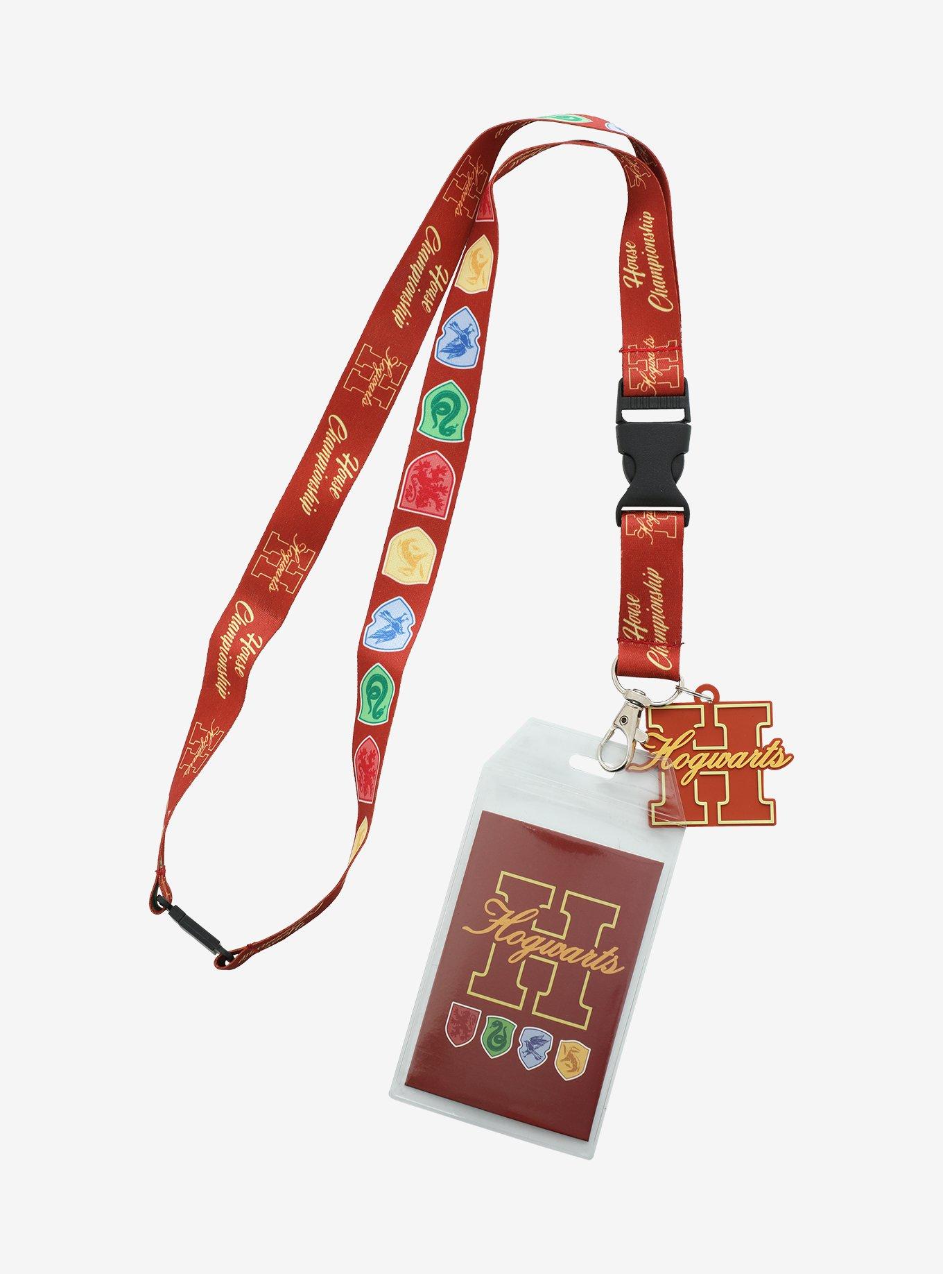 Harry Potter Hogwarts House Crests Allover Print Lanyard - BoxLunch Exclusive, , alternate