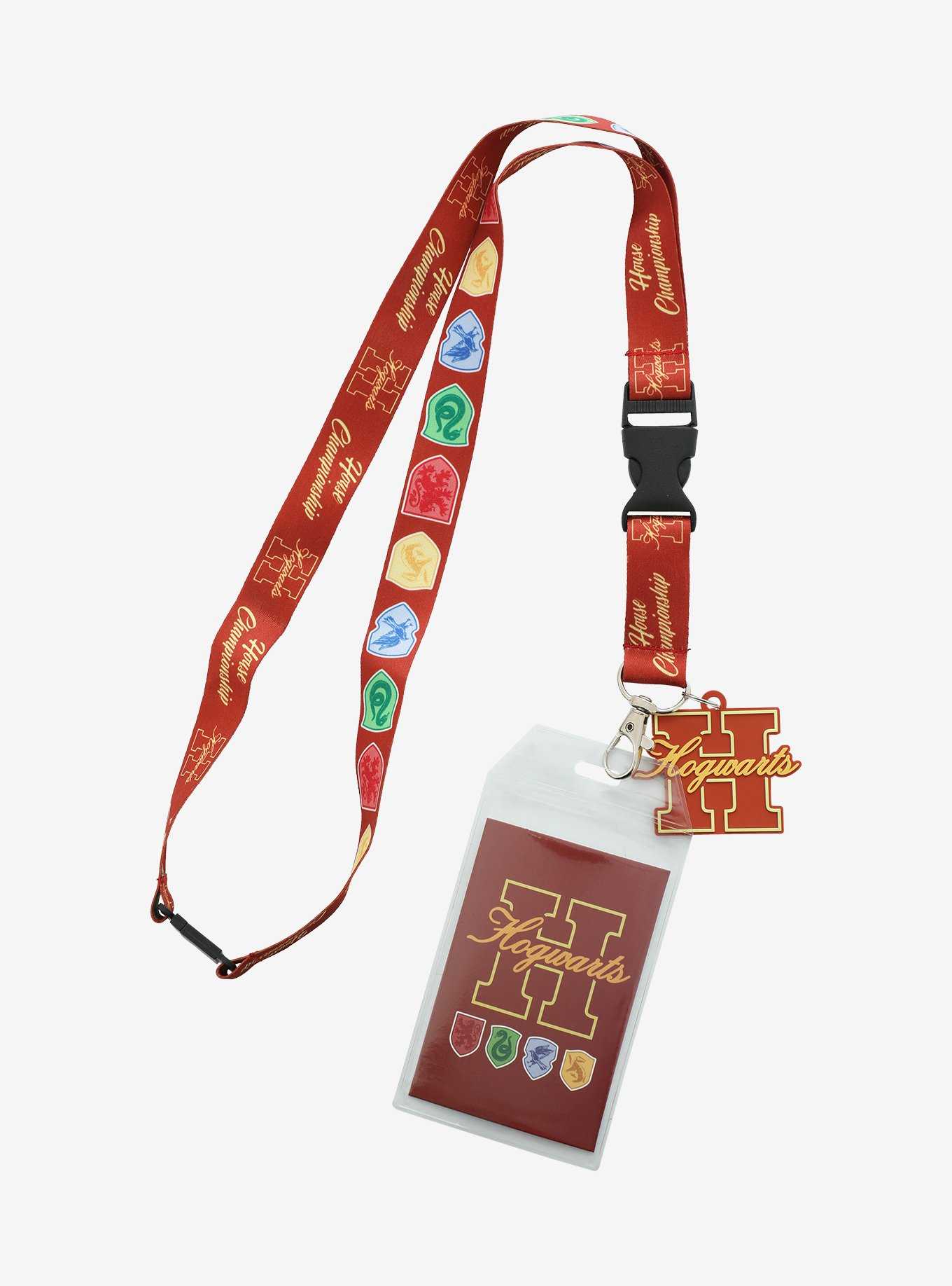 Harry Potter Hogwarts House Crests Allover Print Lanyard - BoxLunch Exclusive, , hi-res