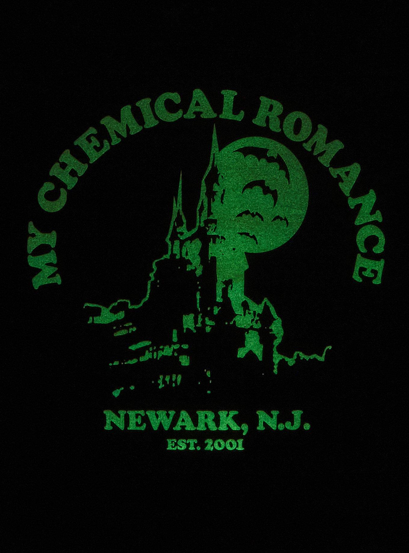 My Chemical Romance Haunted Castle Glow-In-The-Dark Boyfriend Fit Girls T-Shirt, BLACK, alternate