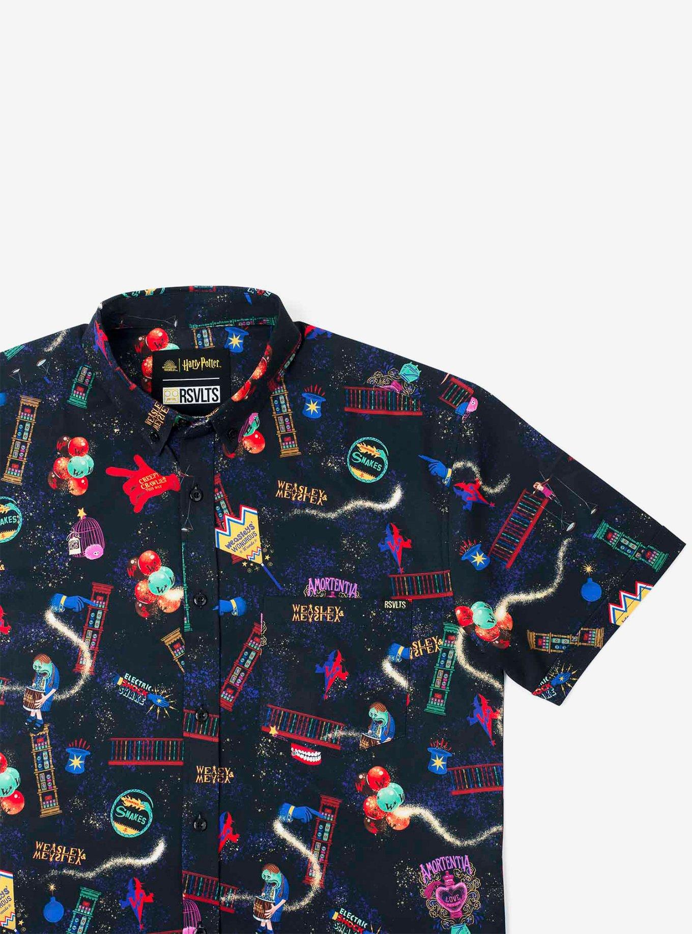 RSVLTS Harry Potter "Weasleys' Wizard Wheezes" Button-Up Shirt, BLACK, alternate
