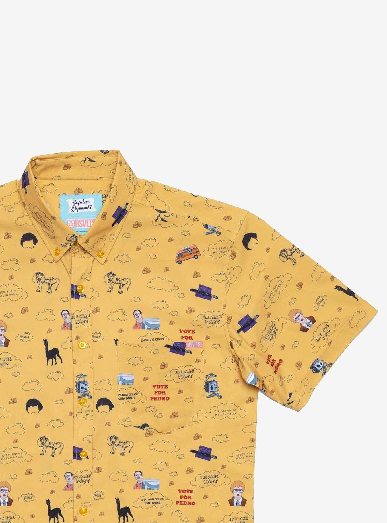RSVLTS Napoleon Dynamite "Ligers, Llamas, & Tots" Button-Up Shirt, GOLD, alternate