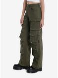 Olive Green Multi-Pocket Girls Cargo Pants, GREEN, alternate