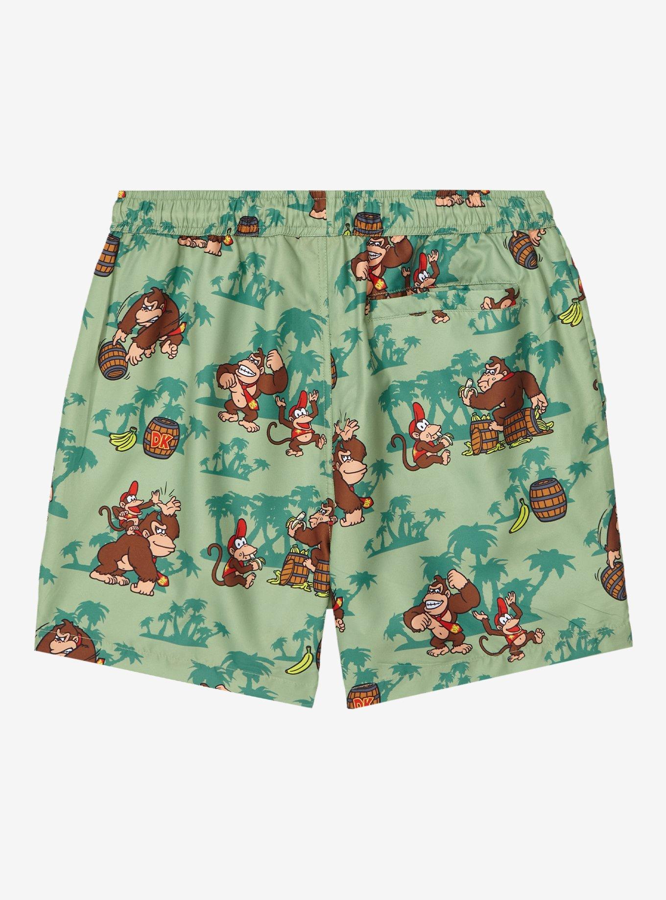 OppoSuits Nintendo Donkey Kong & Diddy Kong Allover Print Shorts, GREEN, alternate