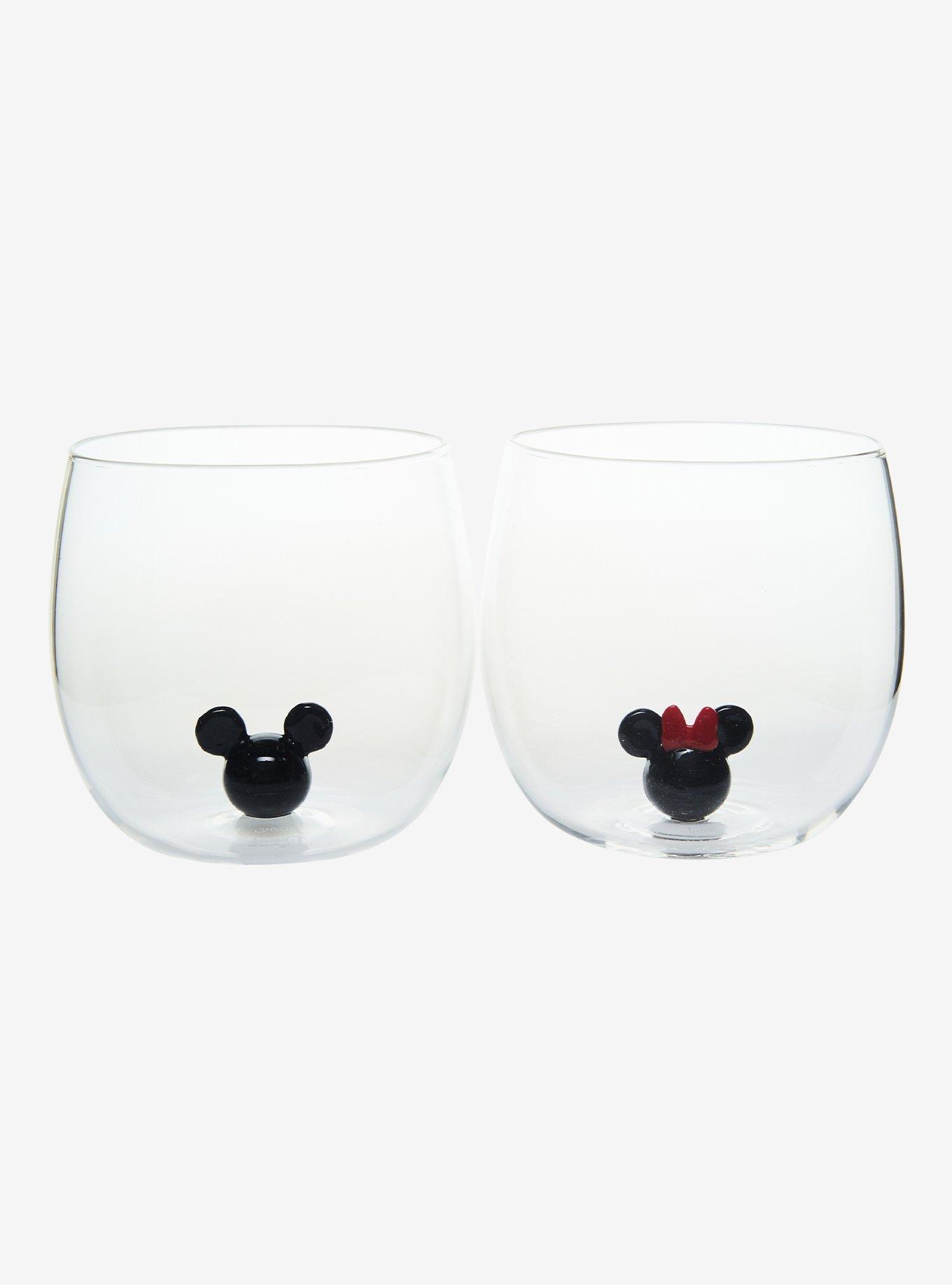 JoyJolt Disney Mickey & Minnie Mouse Figural Heads Wine Glass Set, , alternate