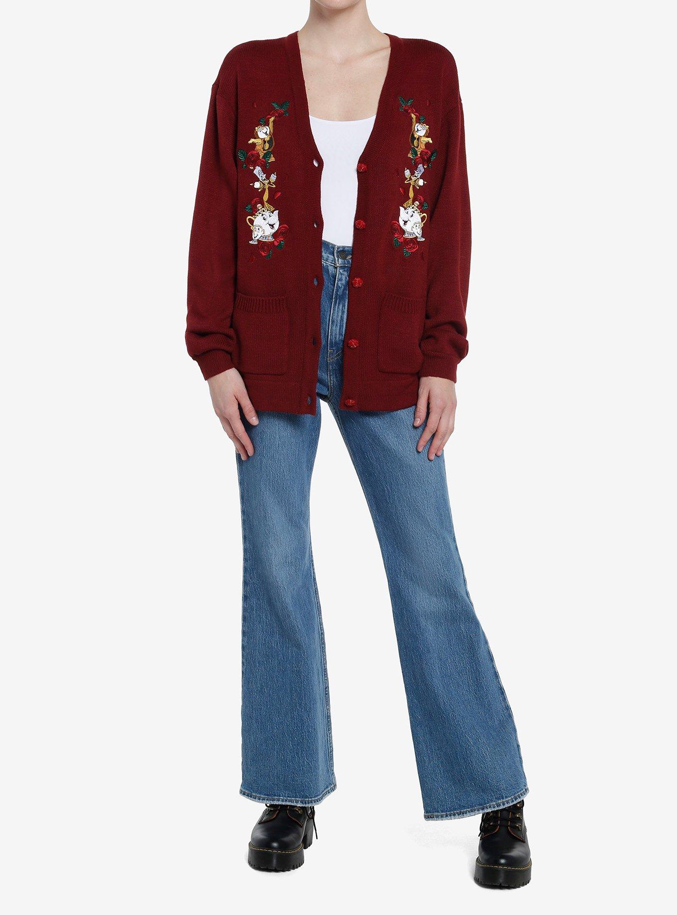 Her Universe Disney Beauty And The Beast Enchanted Objects Cardigan, BRICK, alternate