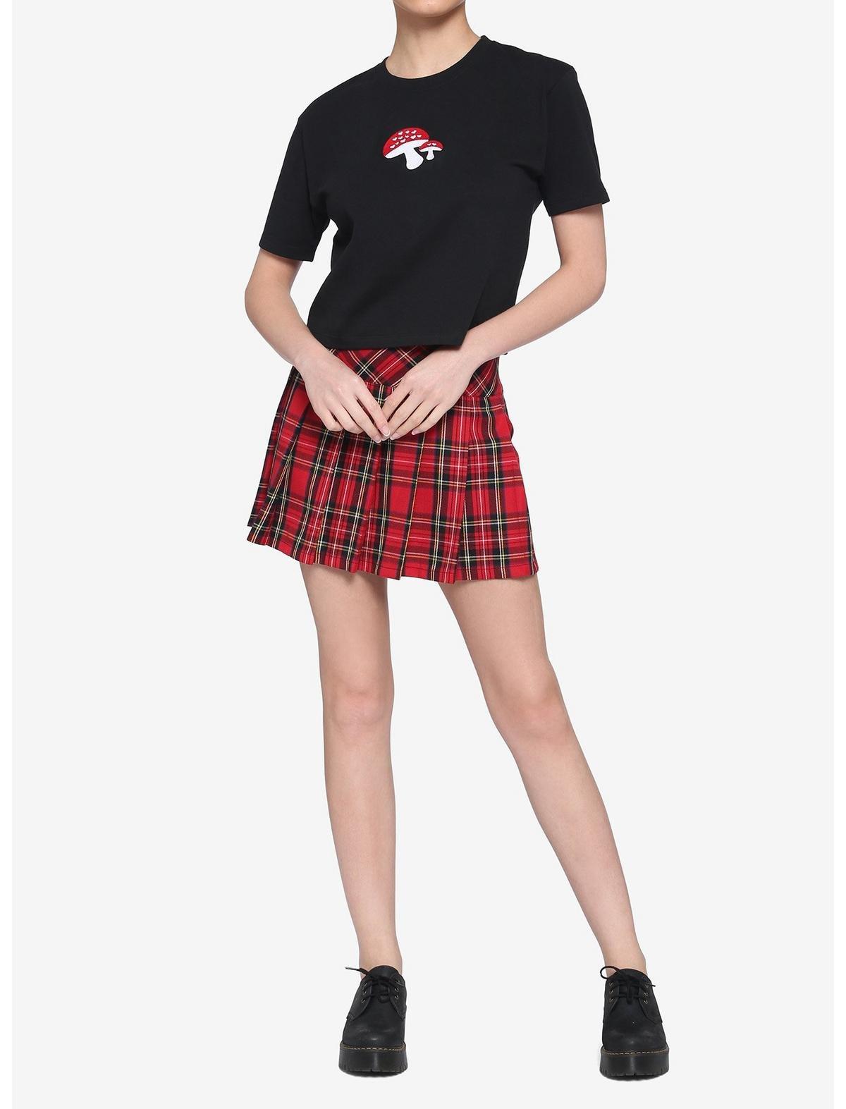 Embroidered Mushroom Girls Boxy Crop T-Shirt, , hi-res
