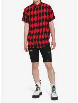 Black & Red Diamond Woven Button-Up, , hi-res