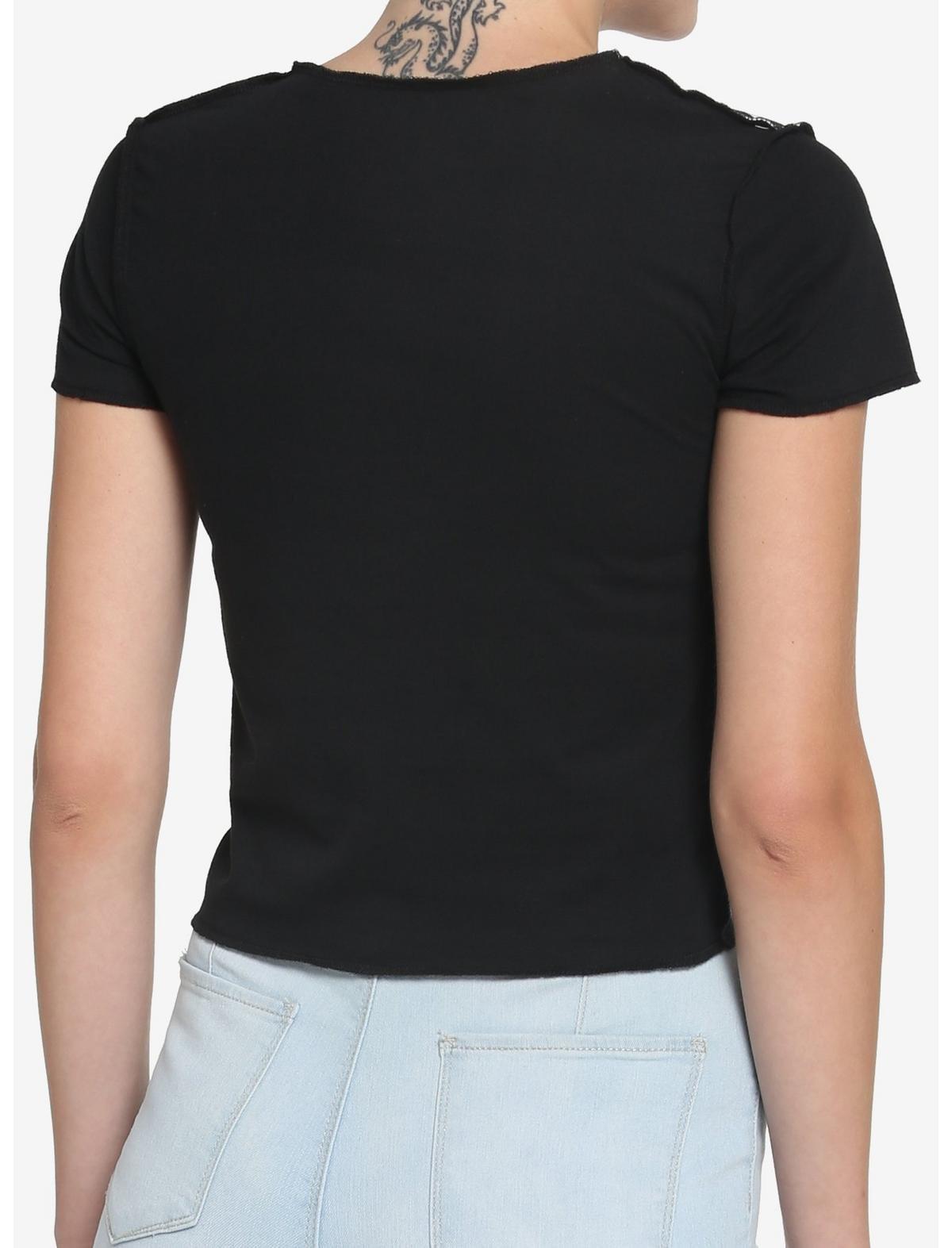 Black & White Checkered Color-Block Girls Baby T-Shirt, BLACK-WHITE, alternate