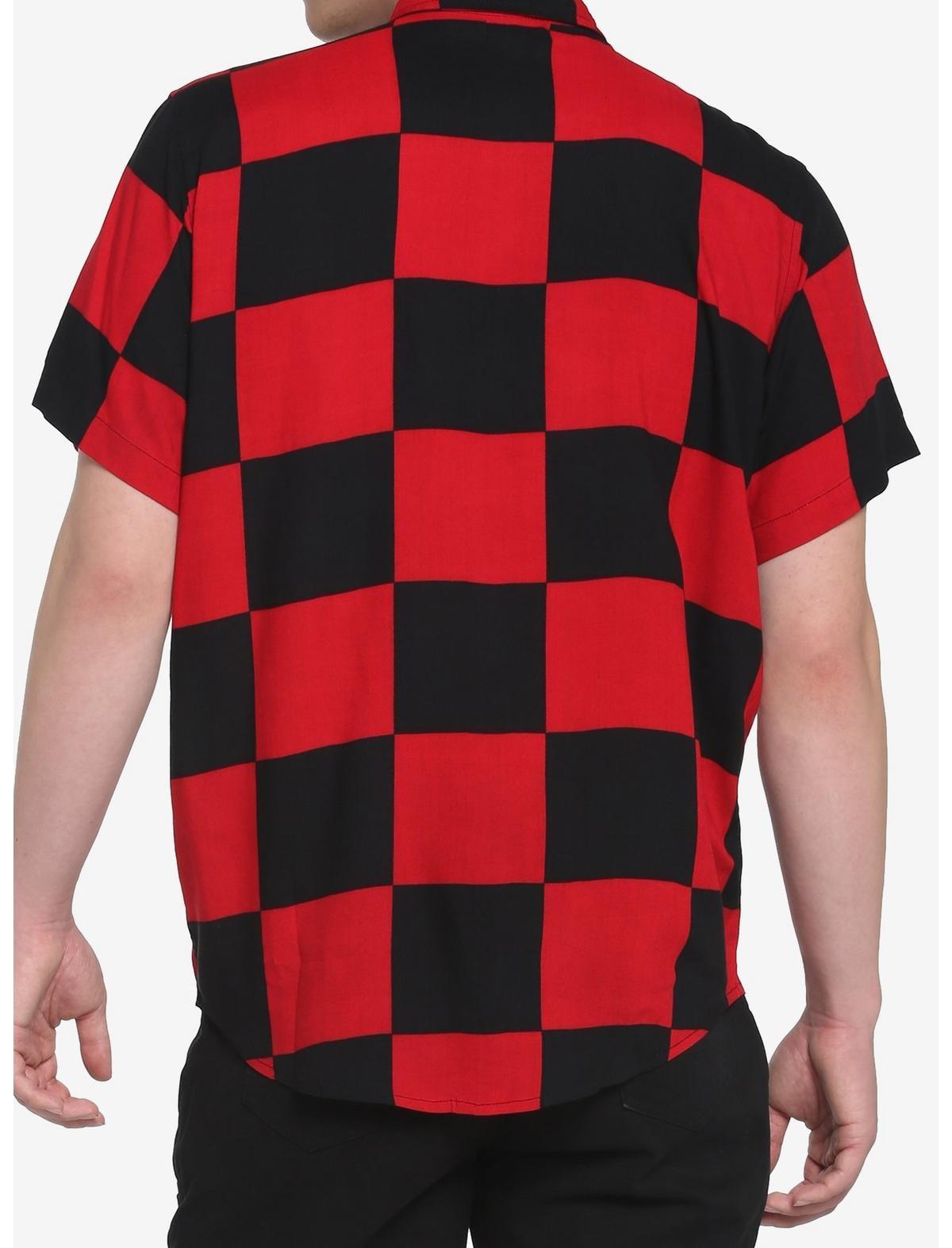 Black & Red Checkered Woven Button-Up