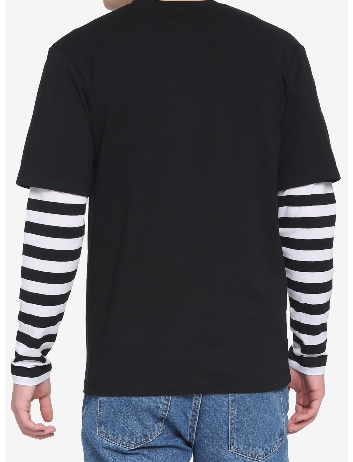 Black & White Stripe Twofer Long-Sleeve T-Shirt, STRIPE-BLACK WHITE, alternate