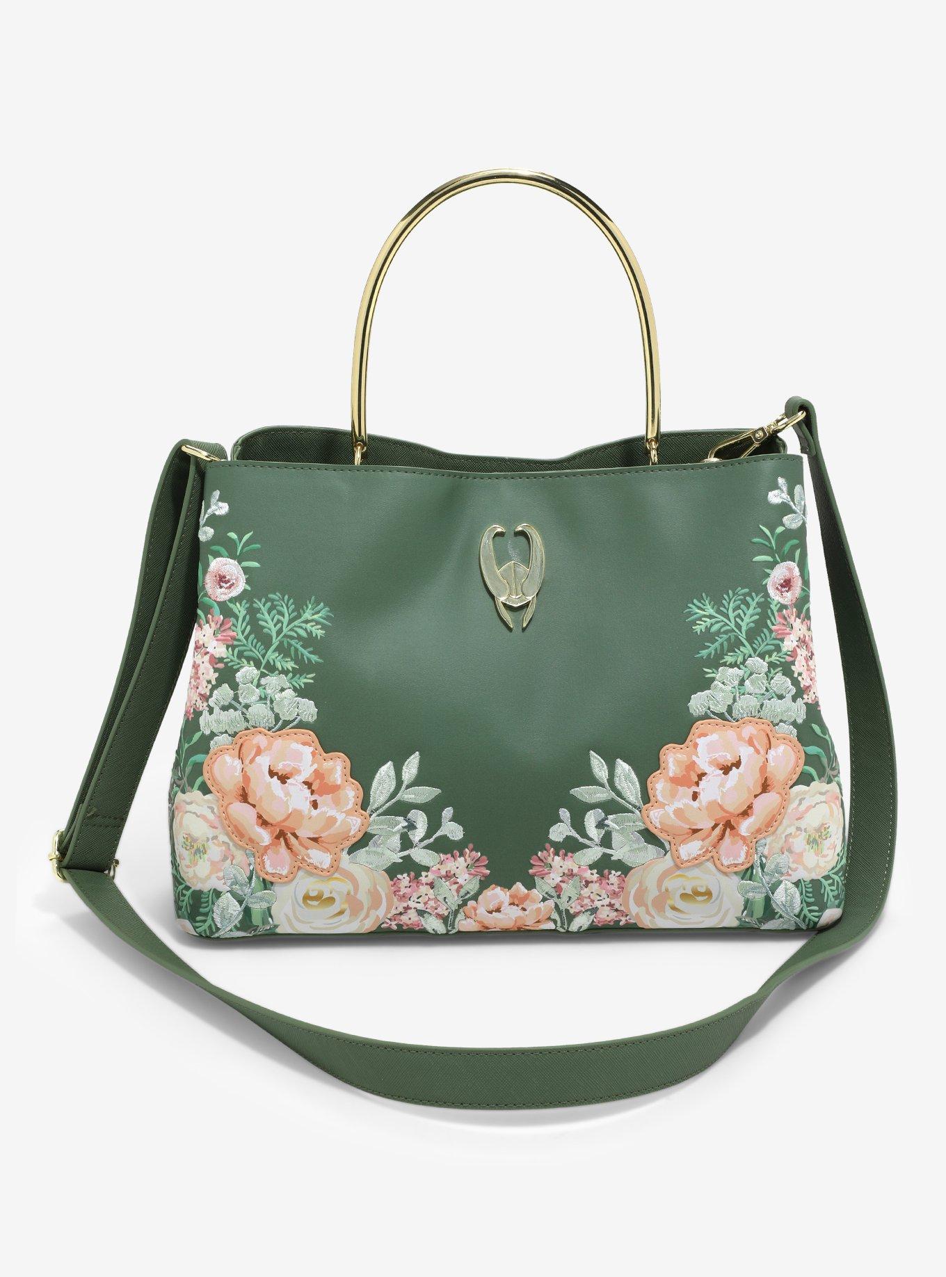 Loungefly Marvel Loki Green Floral Handbag - BoxLunch Exclusive, , alternate