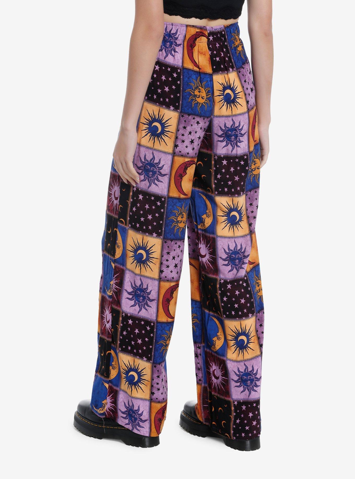 Planets & Stars Patchwork Print Girls Lounge Pants, , hi-res