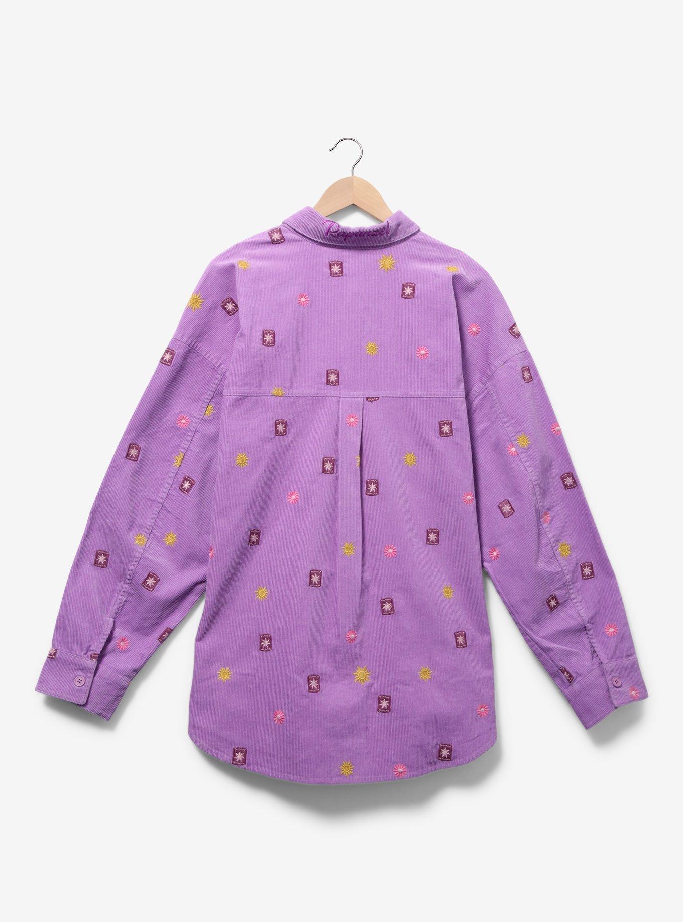 Disney Tangled Lanterns Corduroy Plus Size Button-Up Top - BoxLunch Exclusive, LILAC, alternate