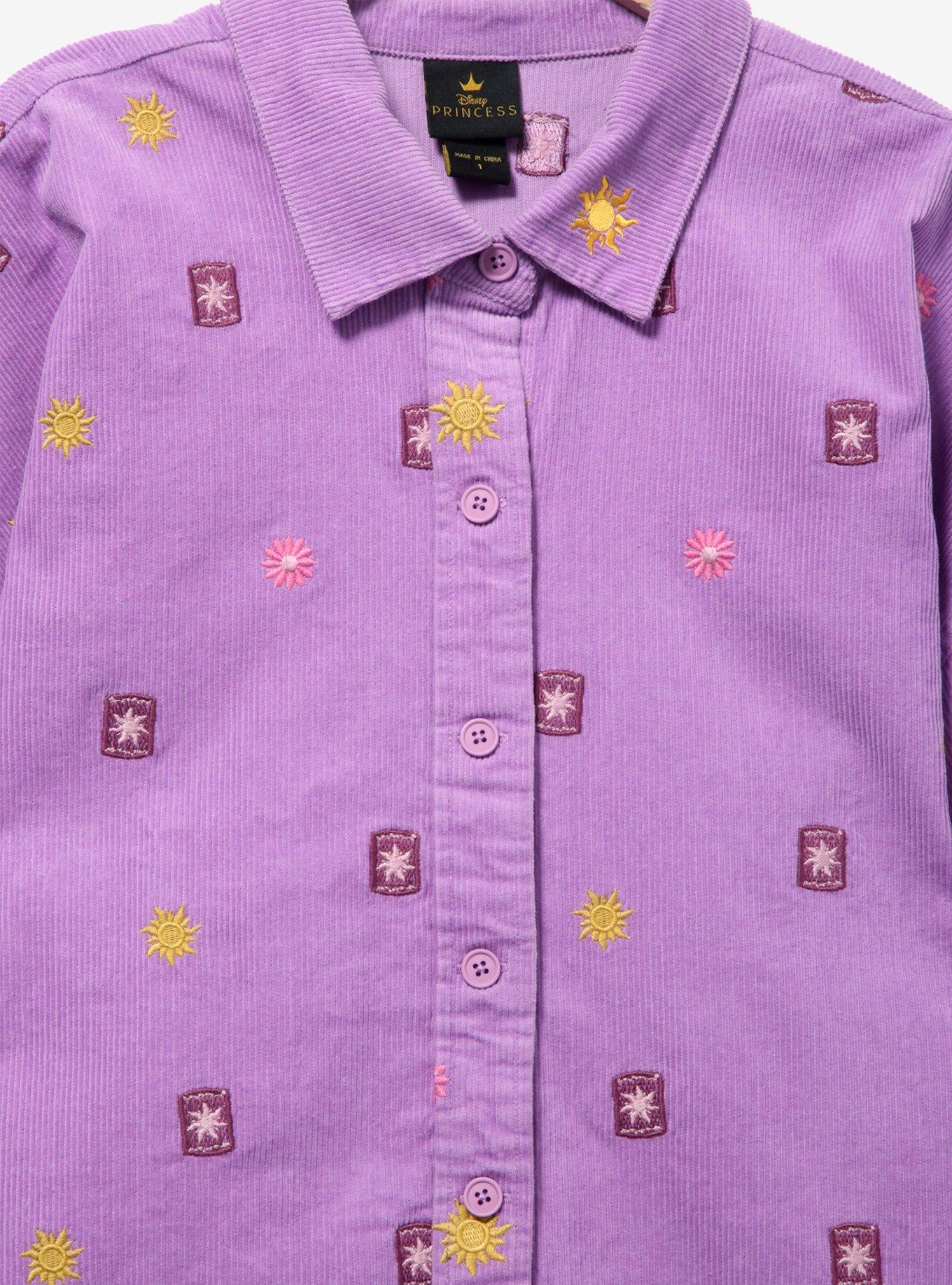 Disney Tangled Lanterns Corduroy Plus Size Button-Up Top - BoxLunch Exclusive, LILAC, alternate