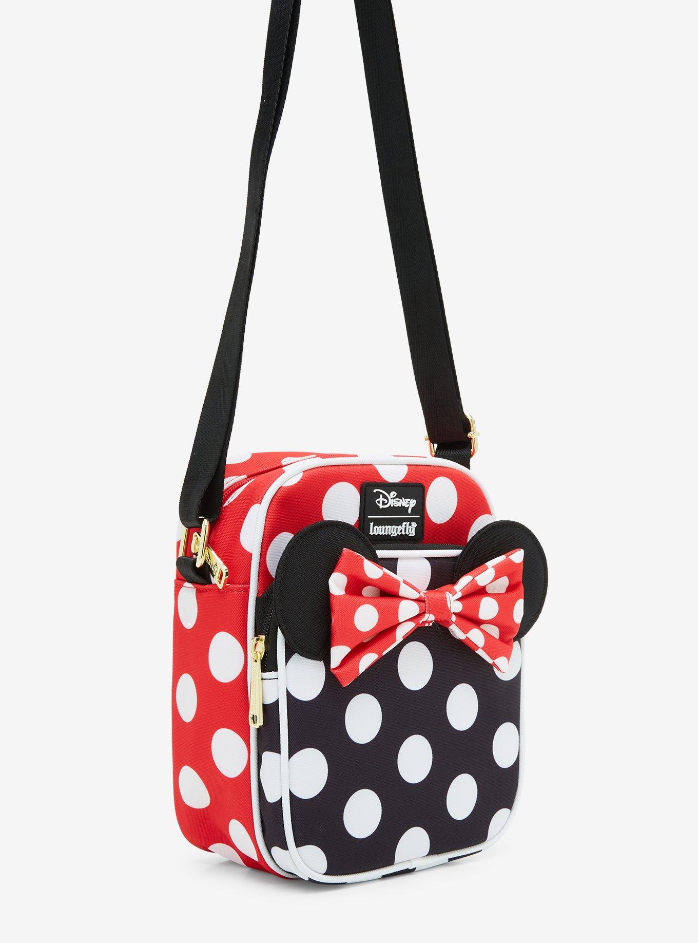 Loungefly Disney Minnie Mouse Black and Red Polka Dot Crossbody Bag, , hi-res