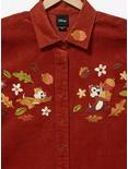 Disney Chip & Dale Fall Foliage Corduroy Women's Button-Up Top - BoxLunch Exclusive, BROWN, alternate