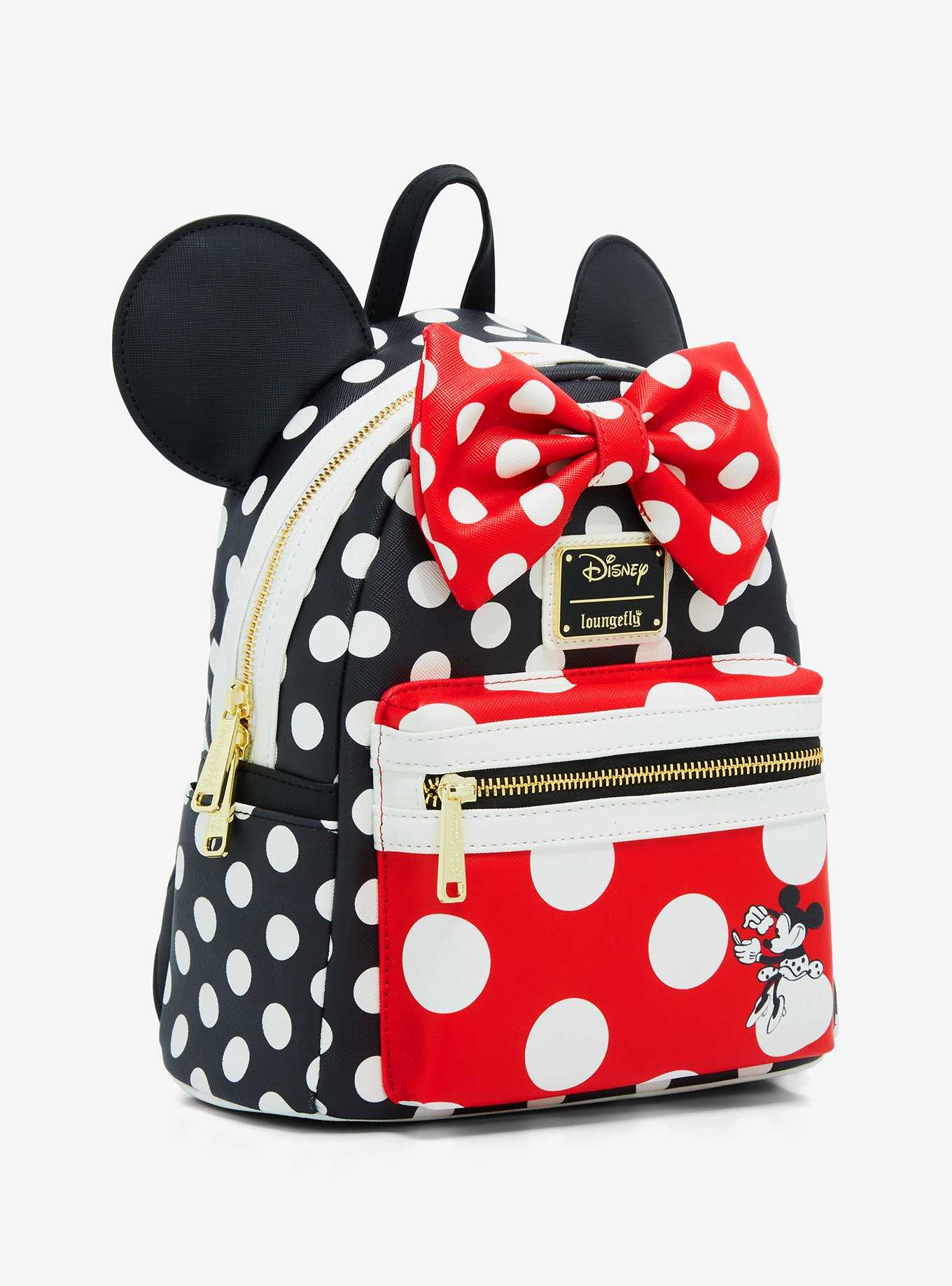 Loungefly Disney Minnie Mouse Black and Red Polka Dot Mini Backpack, , hi-res
