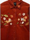 Disney Chip & Dale Fall Foliage Corduroy Women's Plus Size Button-Up Top - BoxLunch Exclusive, BROWN, alternate