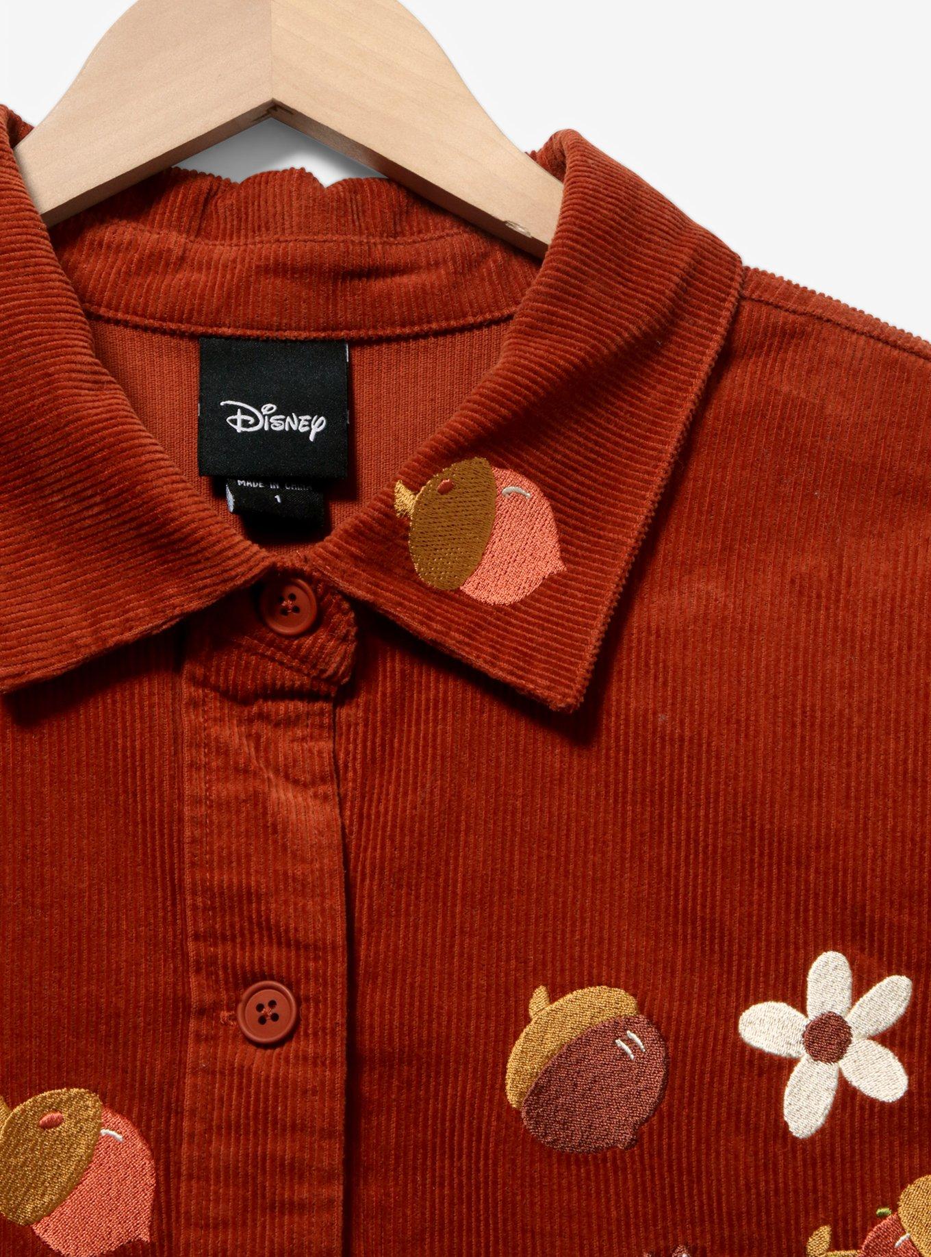Disney Chip & Dale Fall Foliage Corduroy Women's Plus Size Button-Up Top - BoxLunch Exclusive, BROWN, alternate