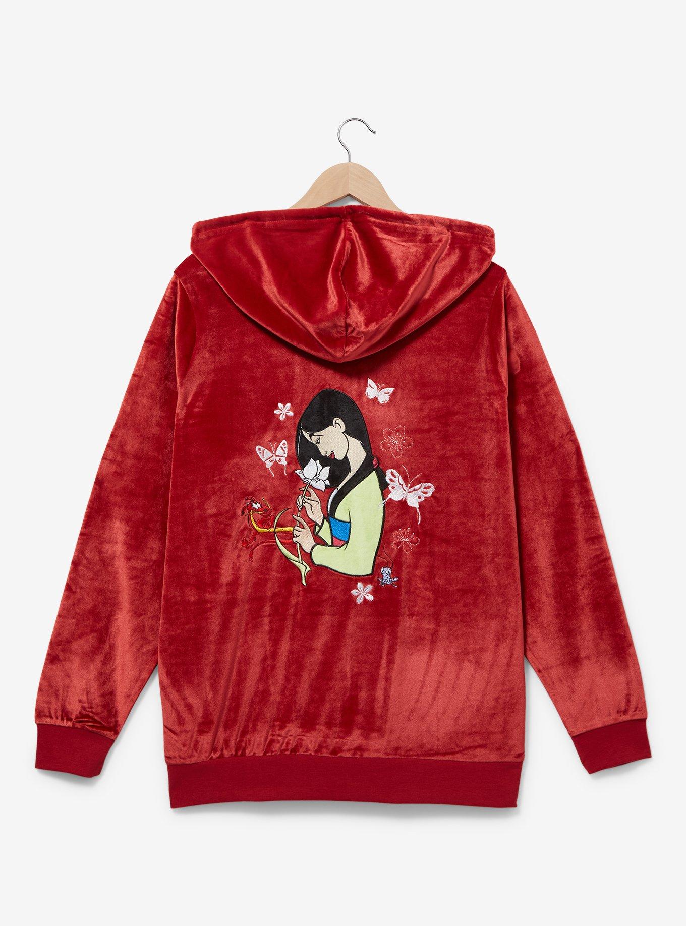 Disney Mulan Red Velour Women's Plus Size Zippered Hoodie - BoxLunch Exclusive, , hi-res
