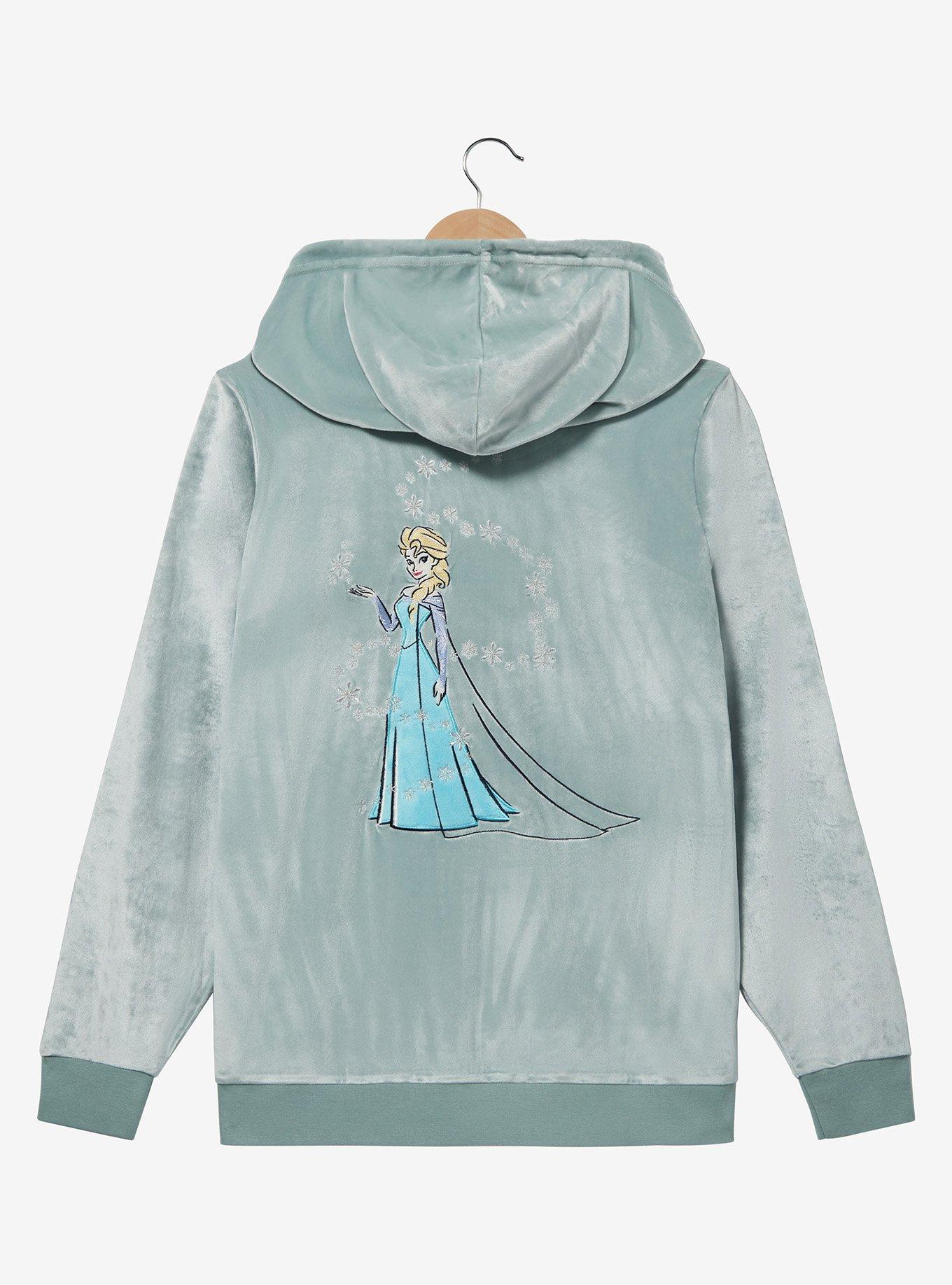 Disney Frozen Elsa Portrait Women's Plus Size Zippered Hoodie - BoxLunch Exclusive, LIGHT BLUE, alternate
