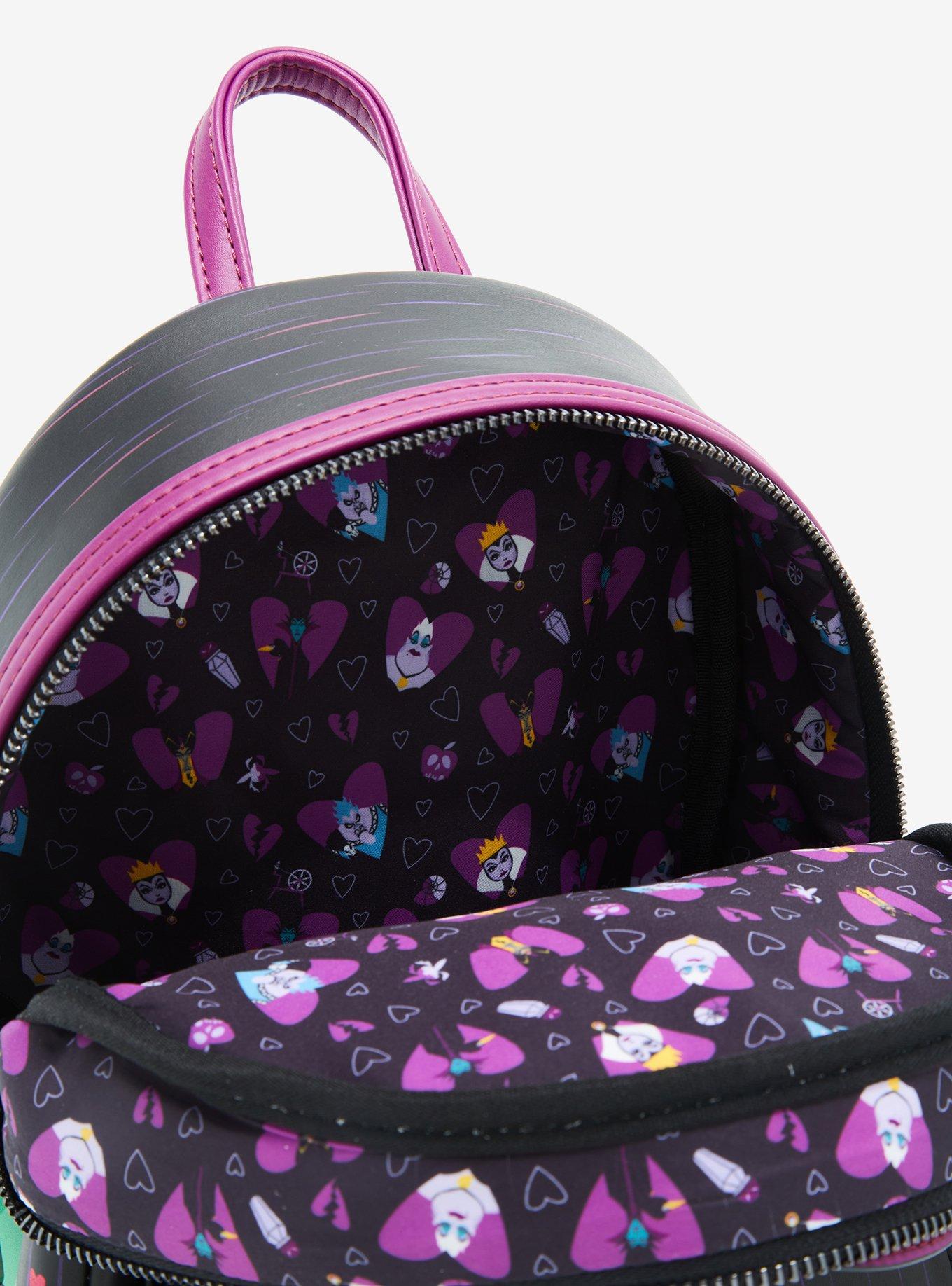 Loungefly Disney Villains Evil Queen and Ursula Curse Your Hearts Umbrella Mini Backpack, , alternate
