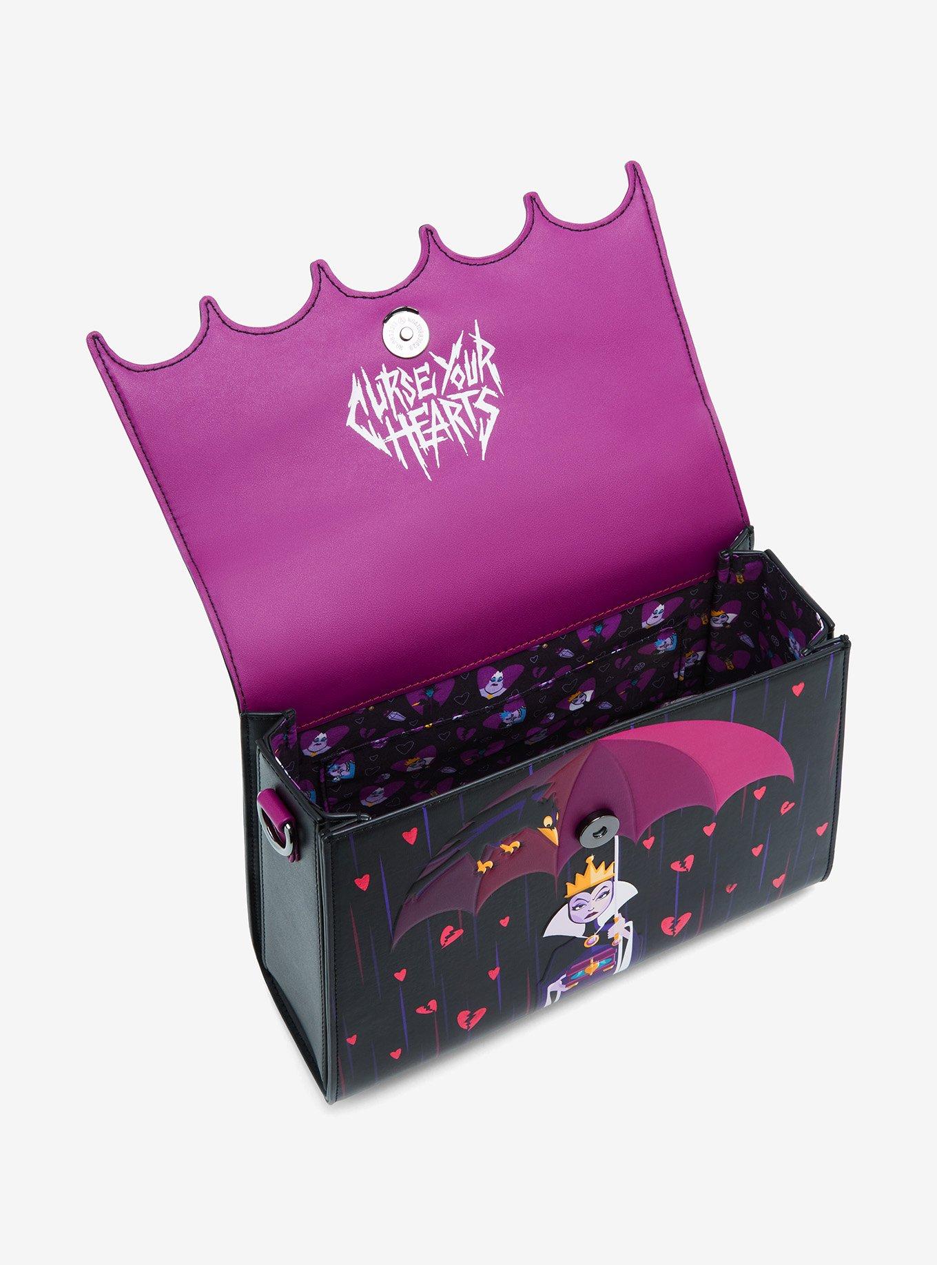 Loungefly Disney Villains Evil Queen and Ursula Curse Your Hearts Umbrella Crossbody Bag, , alternate