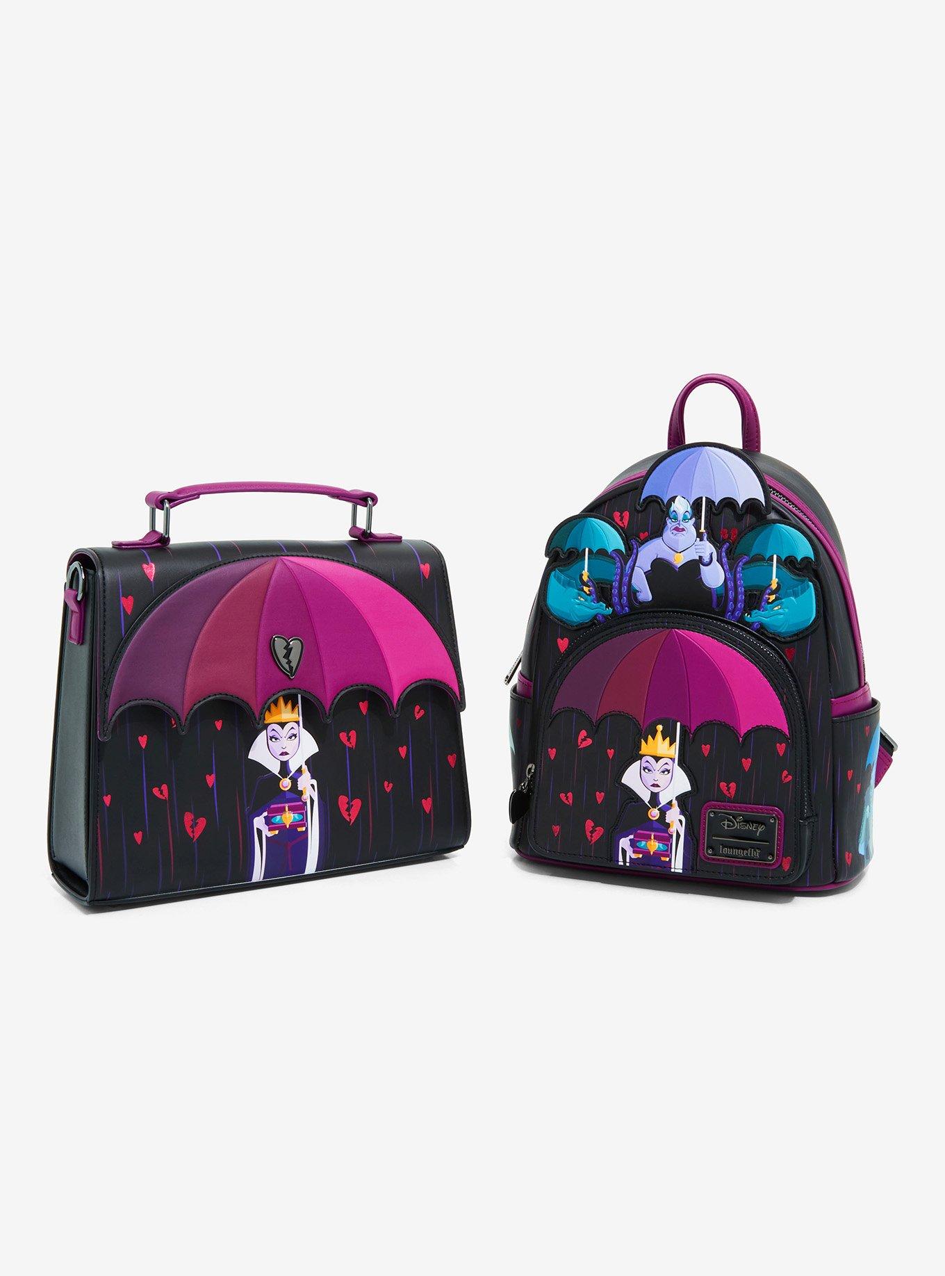 Loungefly Disney Villains Evil Queen and Ursula Curse Your Hearts Umbrella Crossbody Bag, , alternate