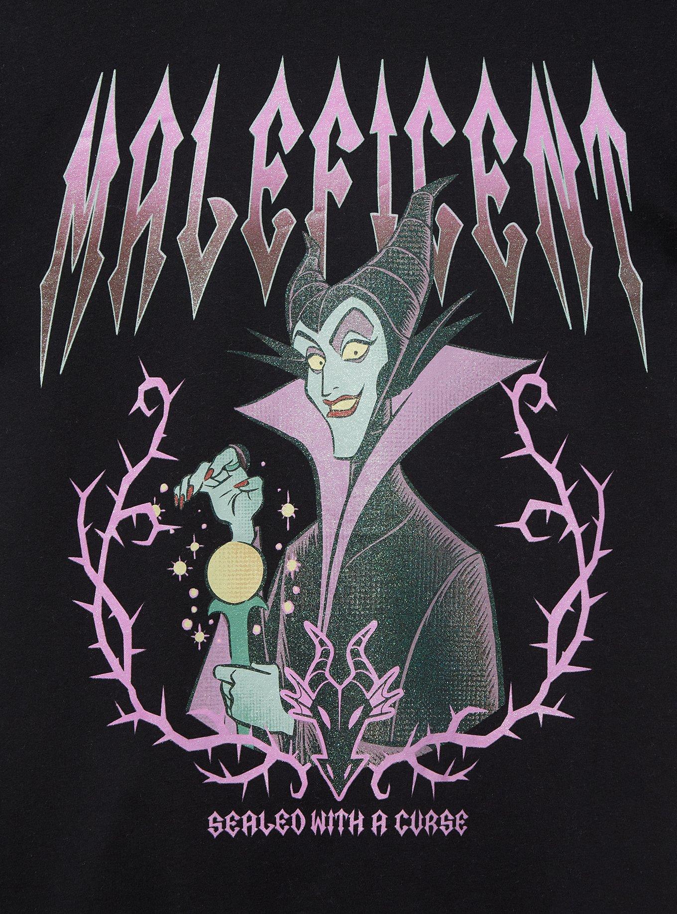Disney Sleeping Beauty Maleficent Glitter Portrait T-Shirt - BoxLunch Exclusive, BLACK, alternate