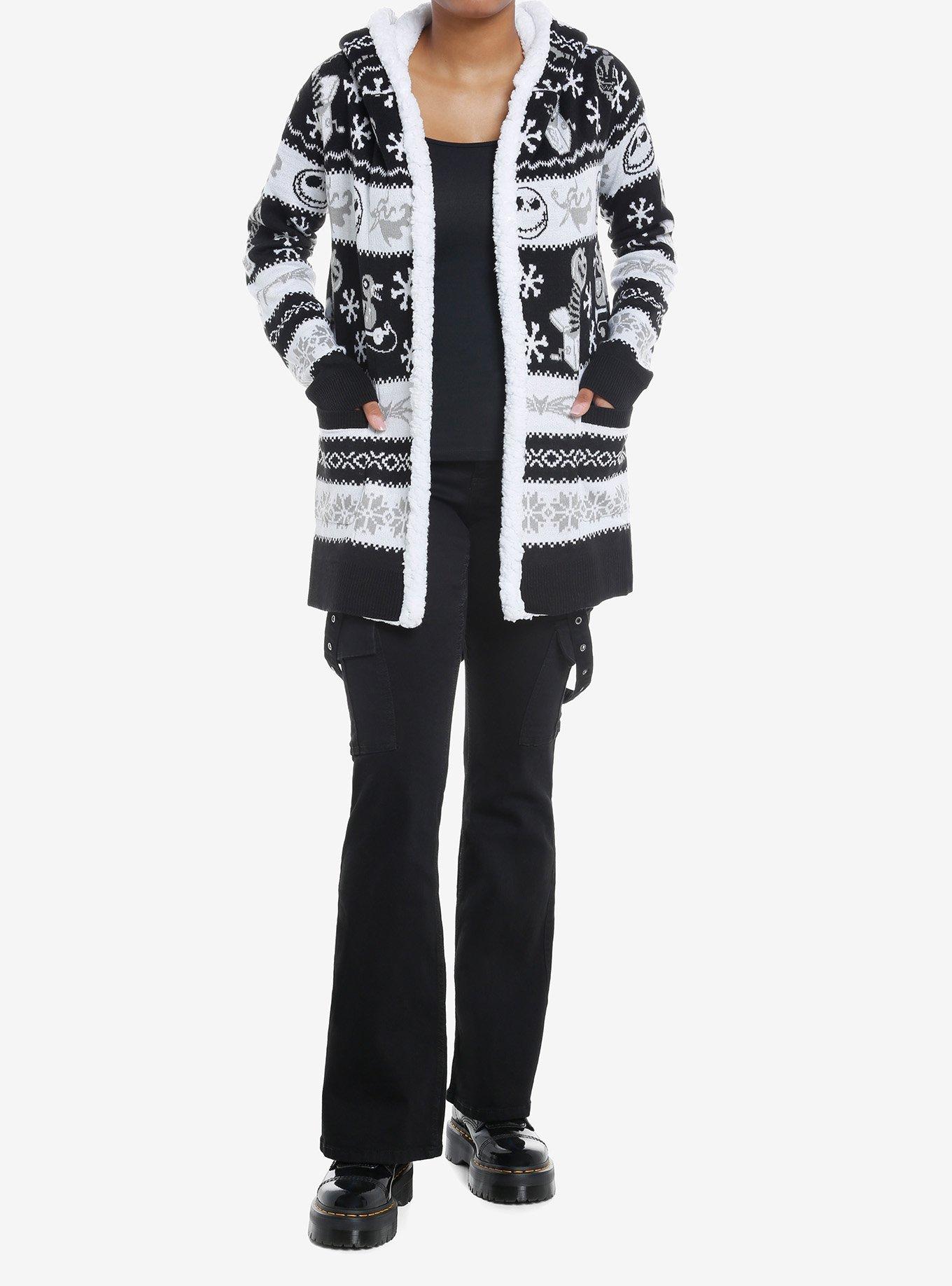 The nightmare before christmas fair isle girls hooded flyaway cardigan hotsell