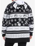 The Nightmare Before Christmas Fair Isle Sherpa Open Cardigan Plus Size, BLACK  WHITE, alternate