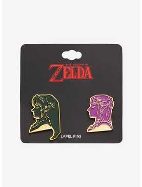 Nintendo The Legend of Zelda Link & Zelda Silhouette Enamel Pin Set - BoxLunch Exclusive, , hi-res
