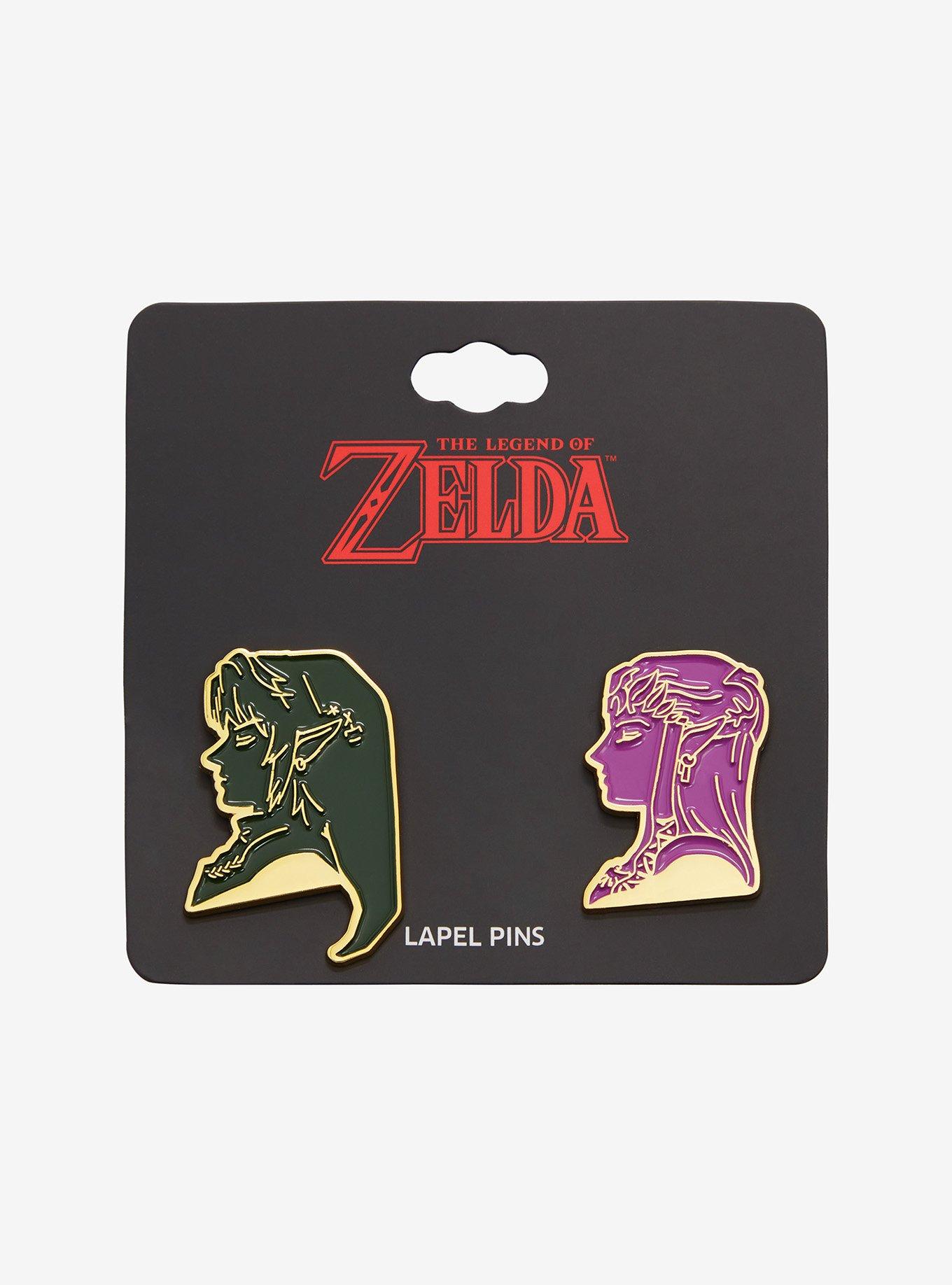 Nintendo The Legend of Zelda Link & Zelda Silhouette Enamel Pin Set - BoxLunch Exclusive, , alternate