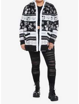 The Nightmare Before Christmas Fair Isle Sherpa Girls Open Cardigan Plus Size, , hi-res