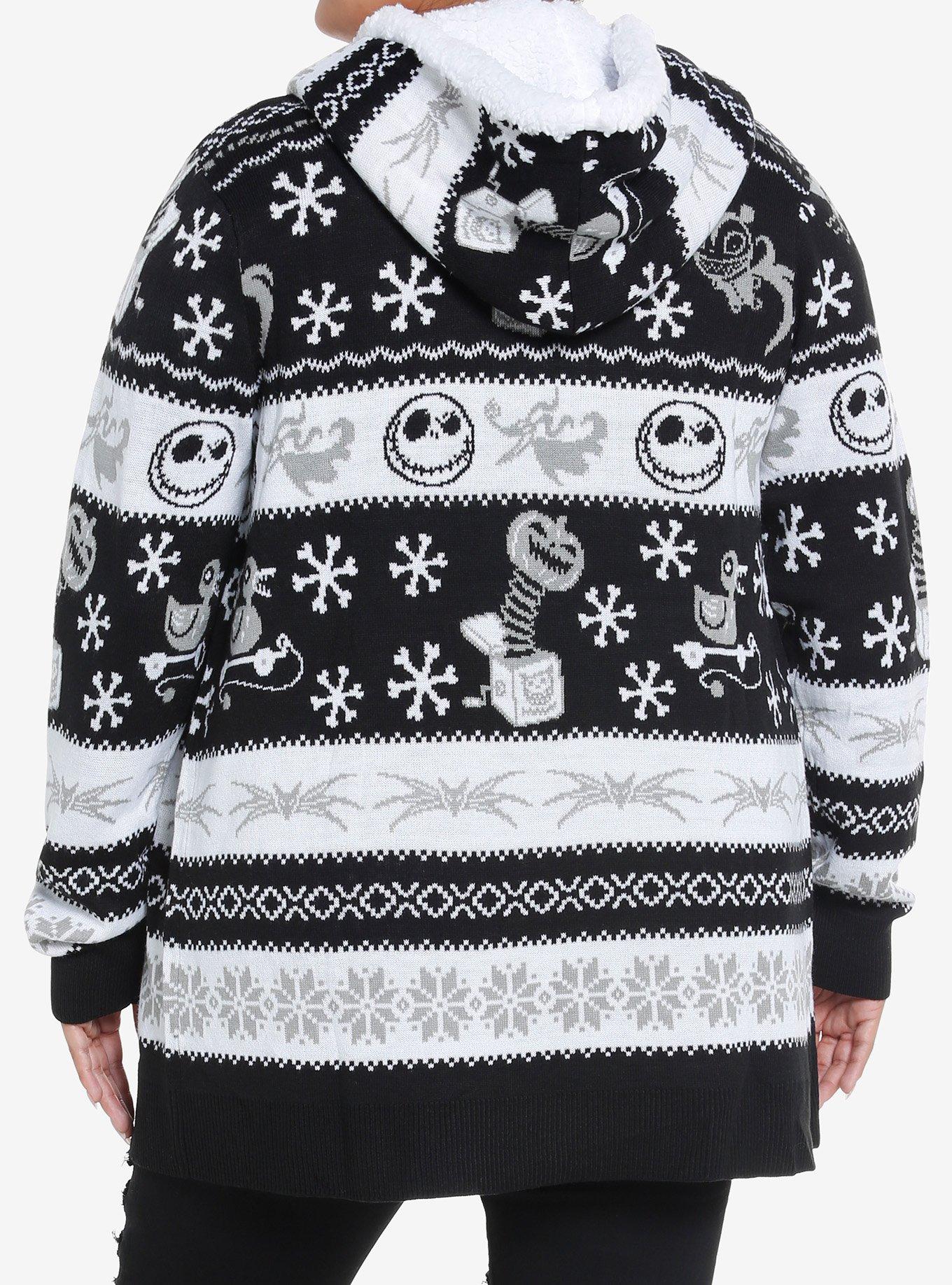 The Nightmare Before Christmas Fair Isle Sherpa Girls Open Cardigan Plus Size, MULTI, alternate